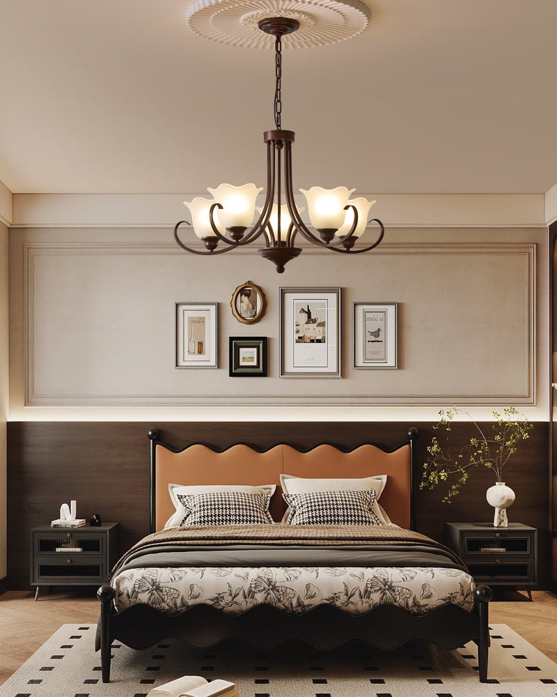 Nydorisra Elegance Vintage Floral Glass Chandelier-Neutral Decor