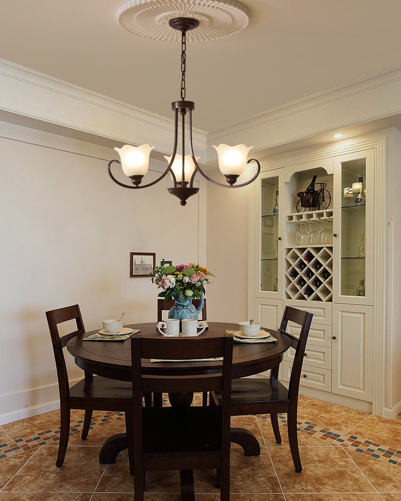 Nydorisra Elegance Vintage Floral Glass Chandelier-Neutral Decor