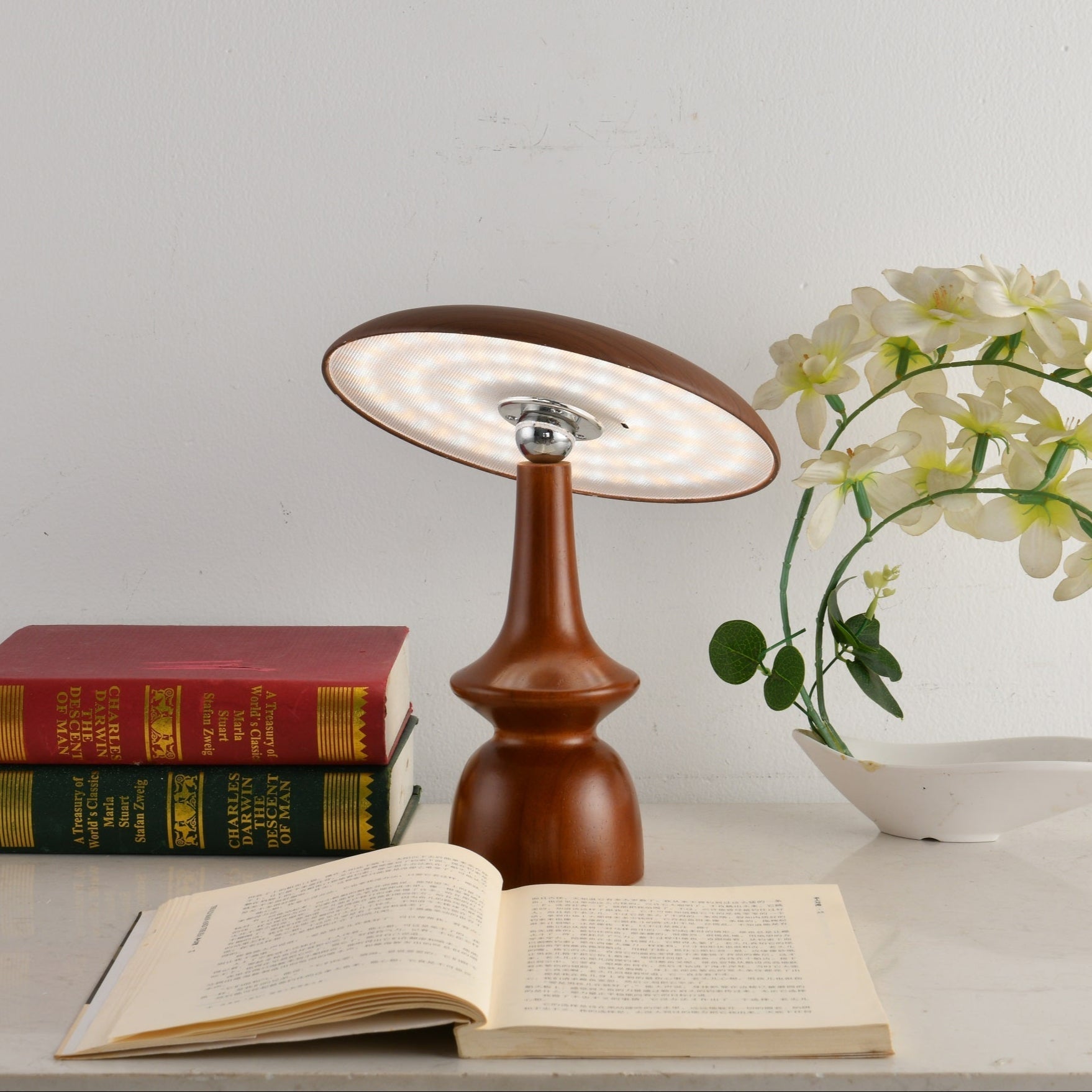 Orbis Vintage Wood Table Lamp-Neutral Decor