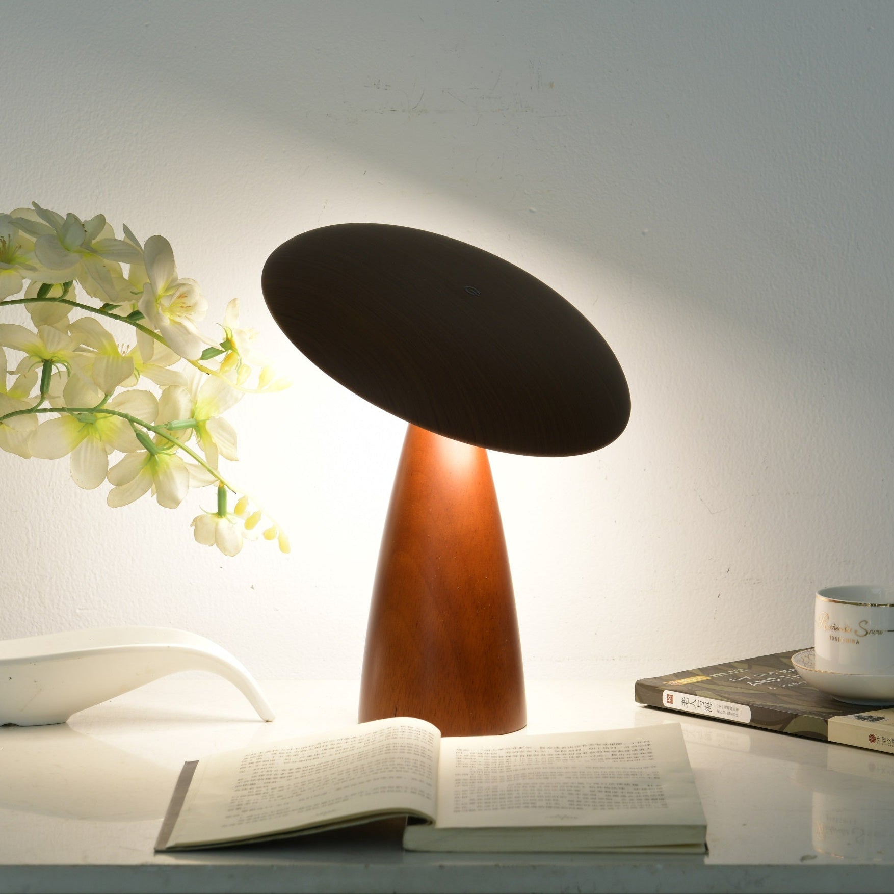 Orbis Vintage Wood Table Lamp-Neutral Decor