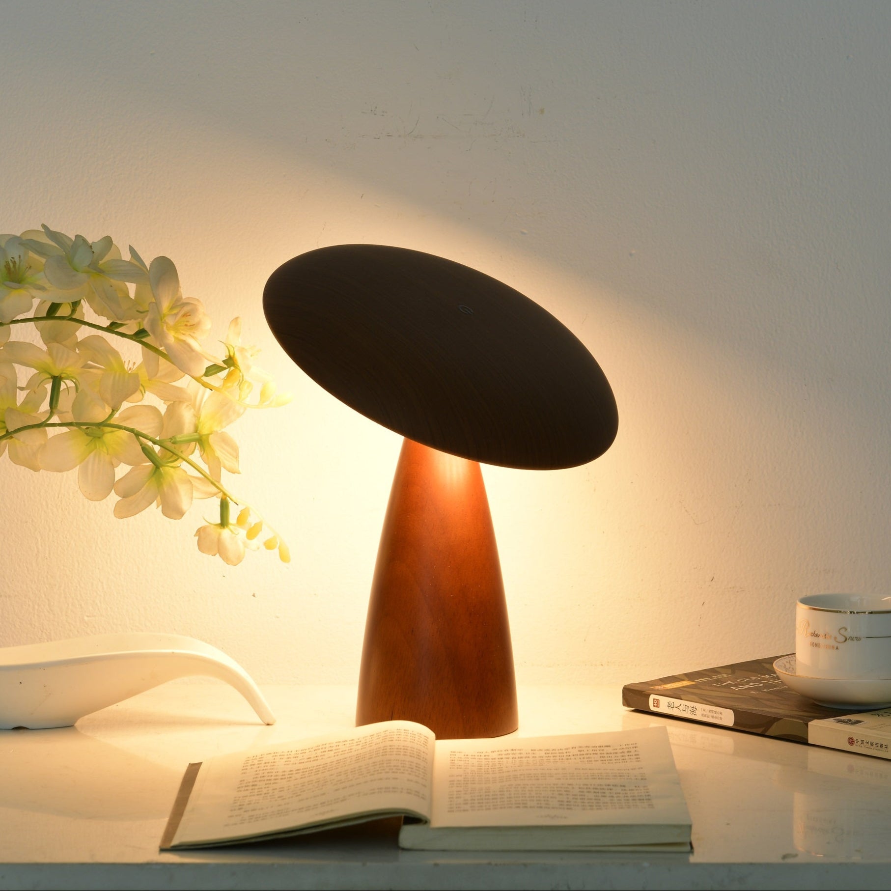 Orbis Vintage Wood Table Lamp-Neutral Decor