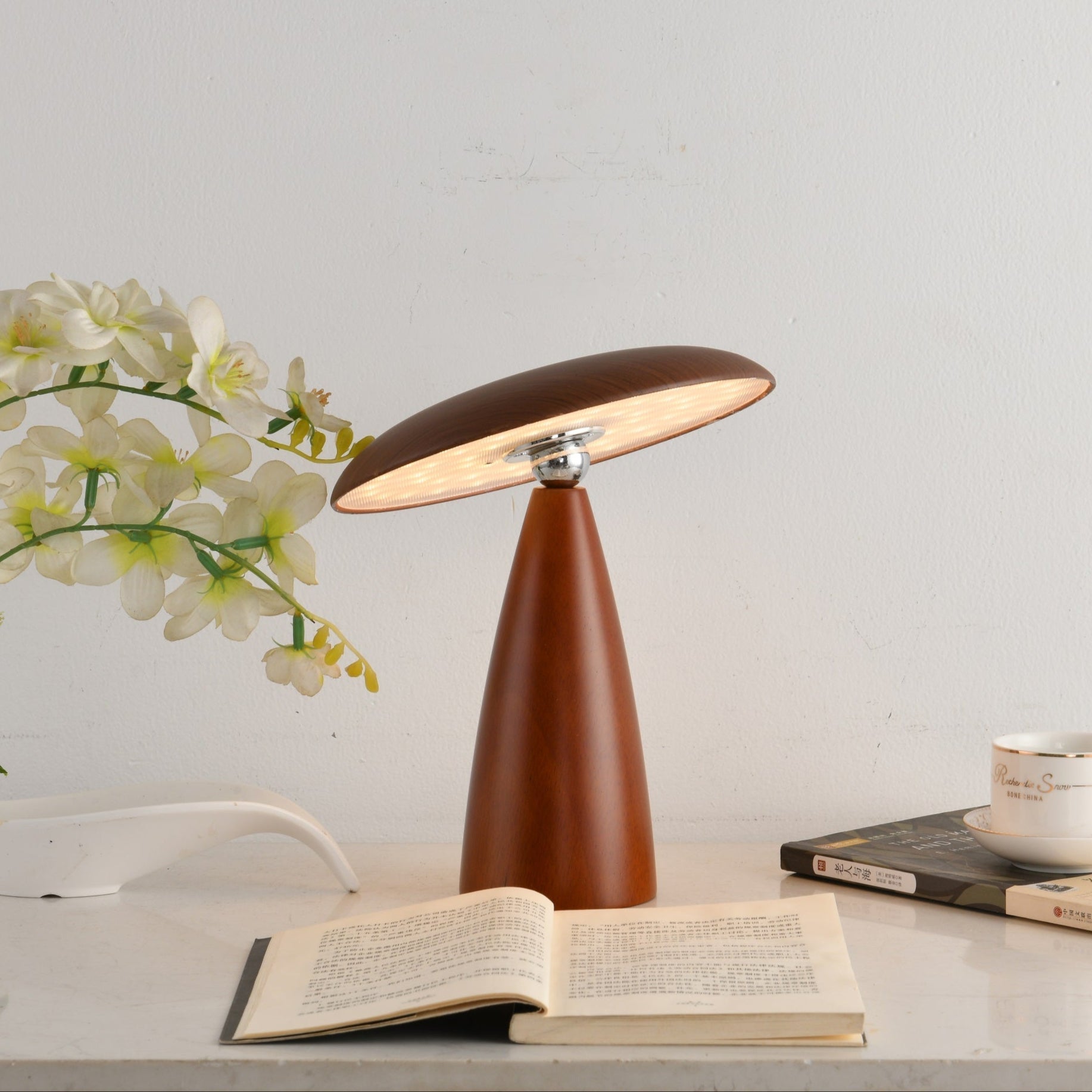 Orbis Vintage Wood Table Lamp-Neutral Decor