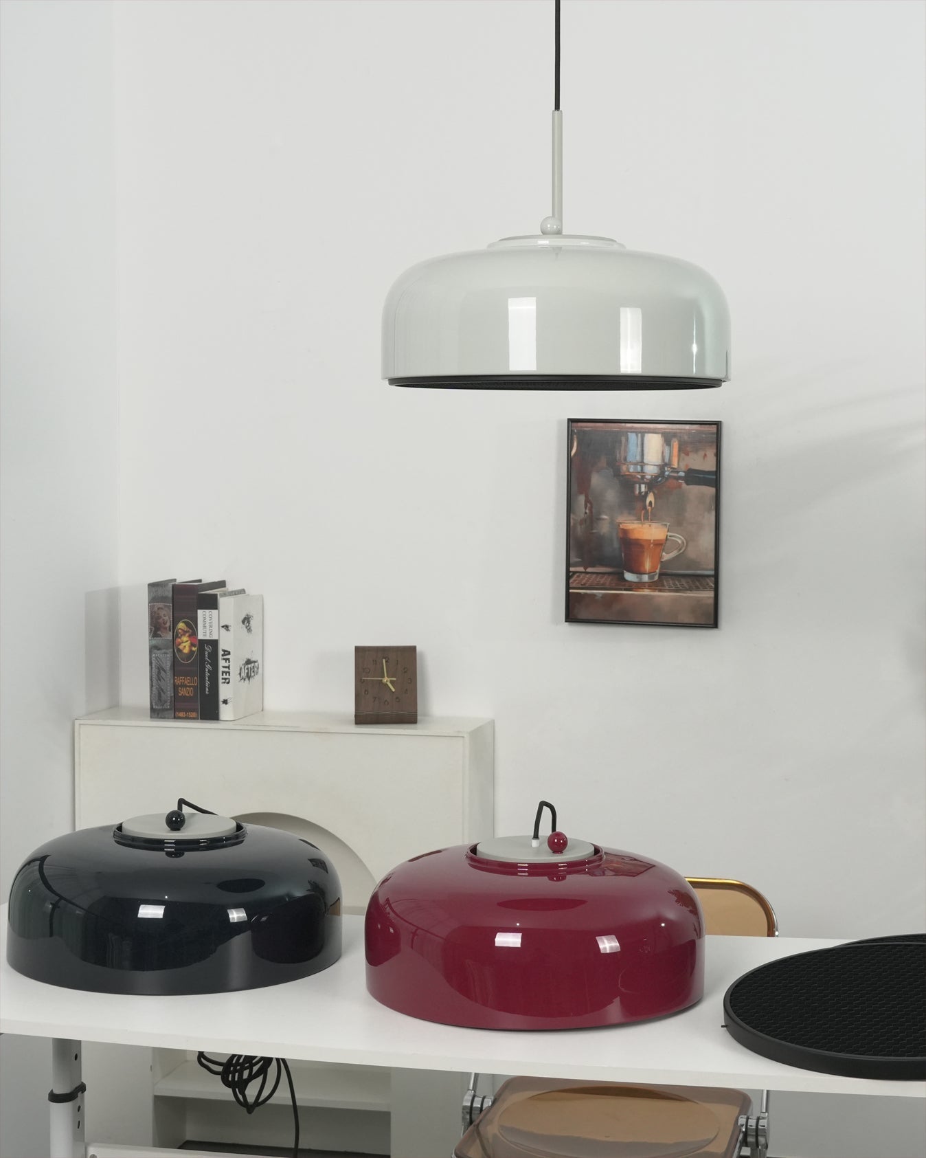 Misha Pendant Light in mustard yellow, detail of the finish.