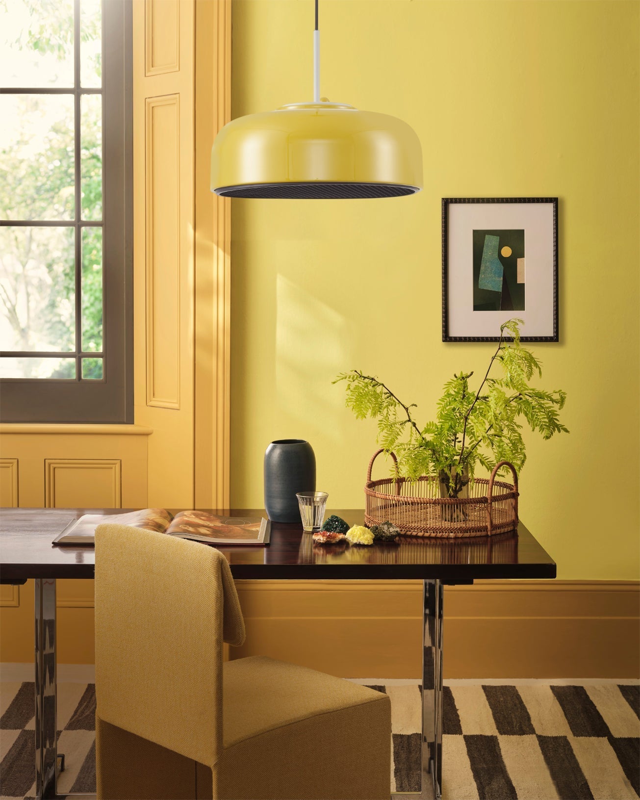 Misha Pendant Light in grey, close-up detail of the aluminum shade.