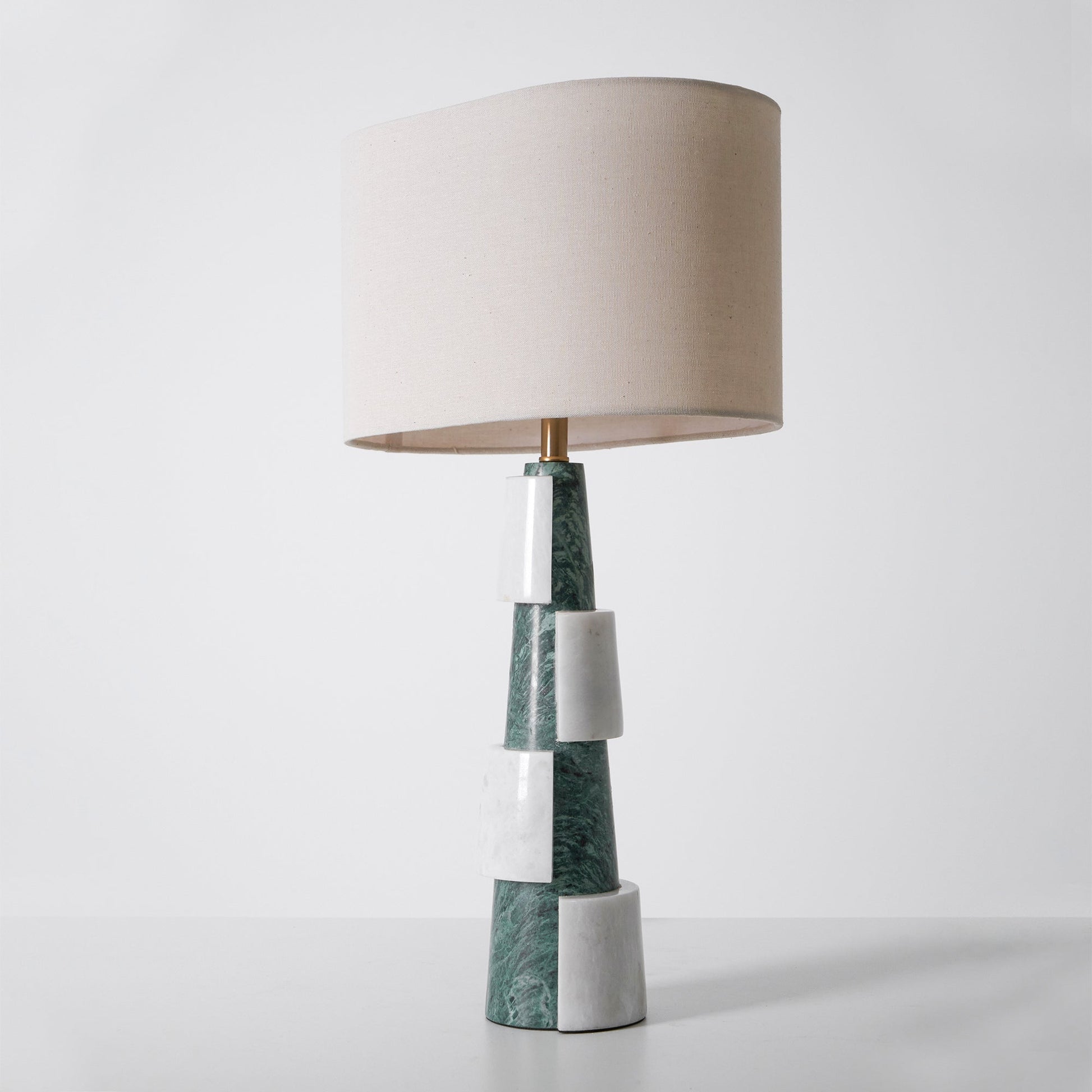 Obelisk Stacked Marble Table Lamp-Neutral Decor