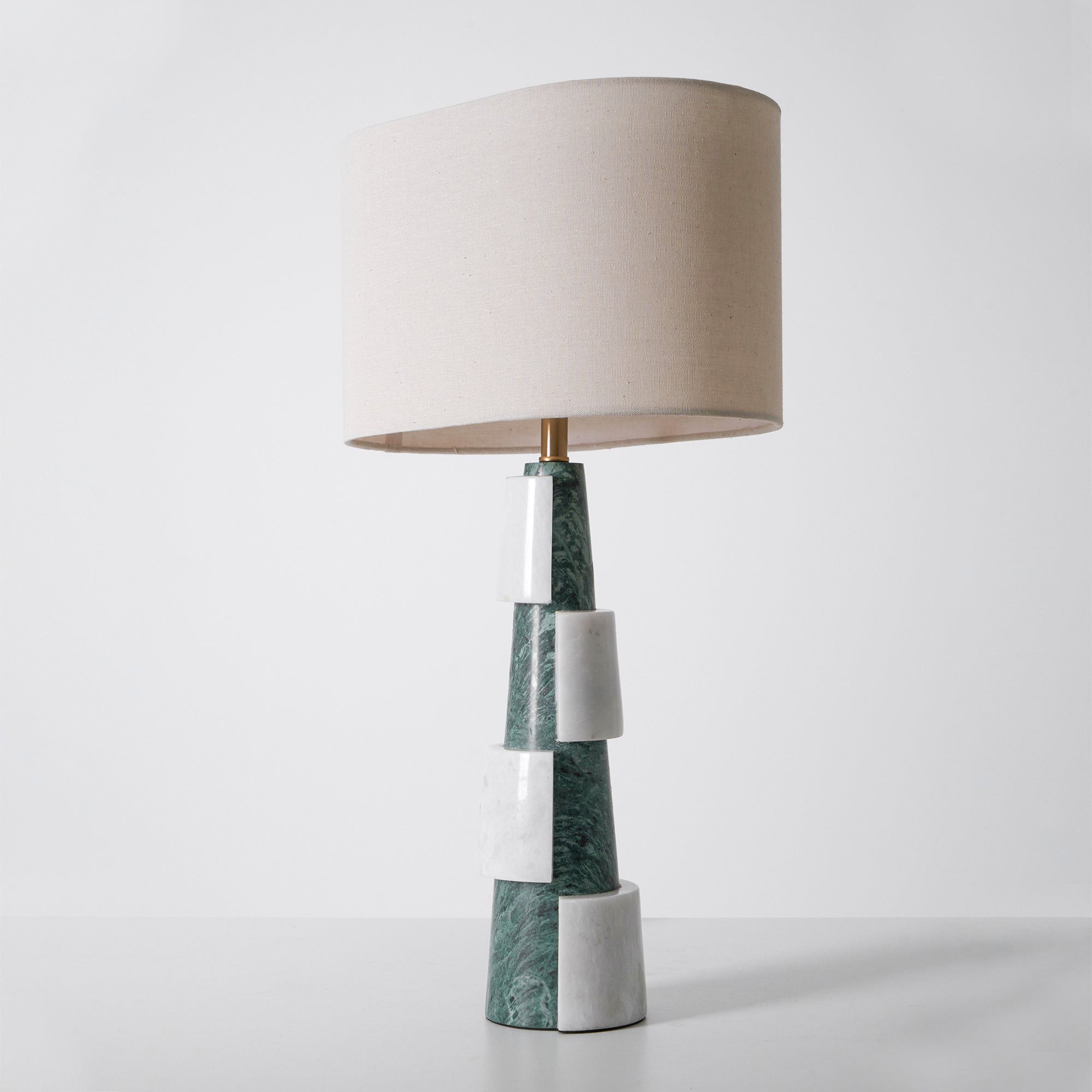 Obelisk Stacked Marble Table Lamp-Neutral Decor