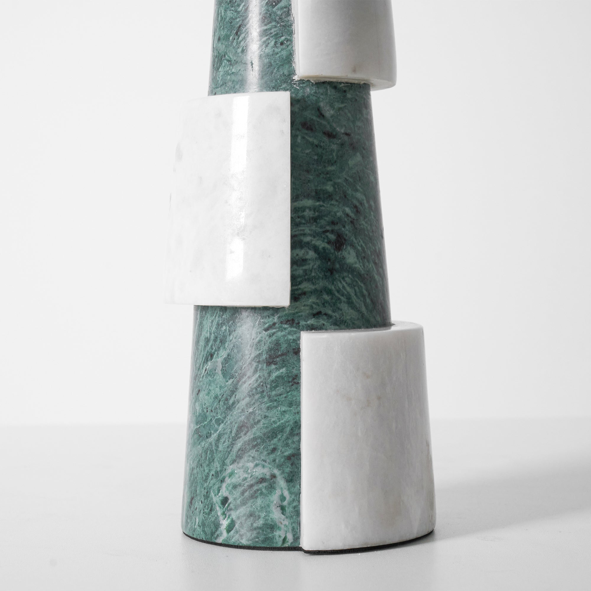 Obelisk Stacked Marble Table Lamp-Neutral Decor