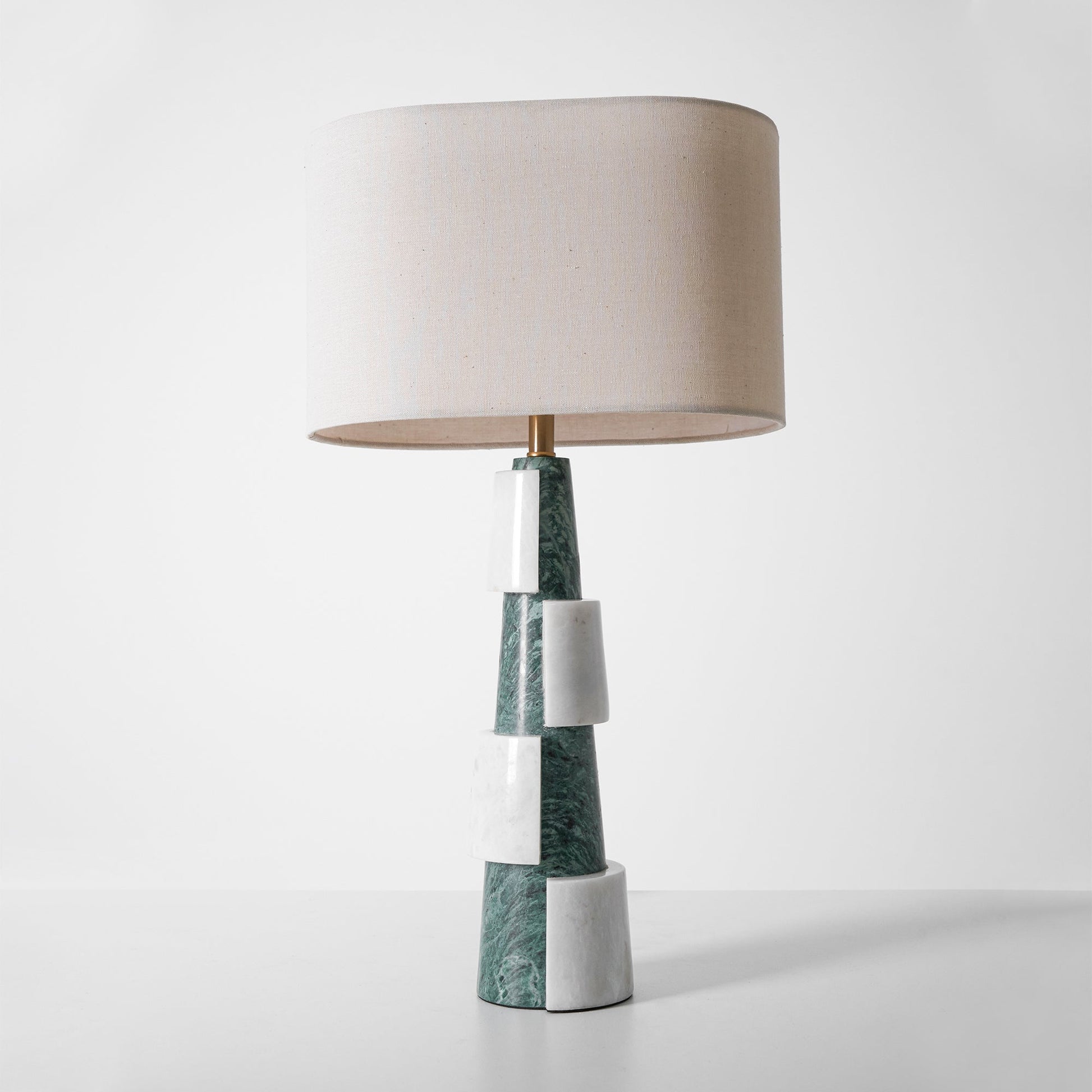 Obelisk Stacked Marble Table Lamp-Neutral Decor