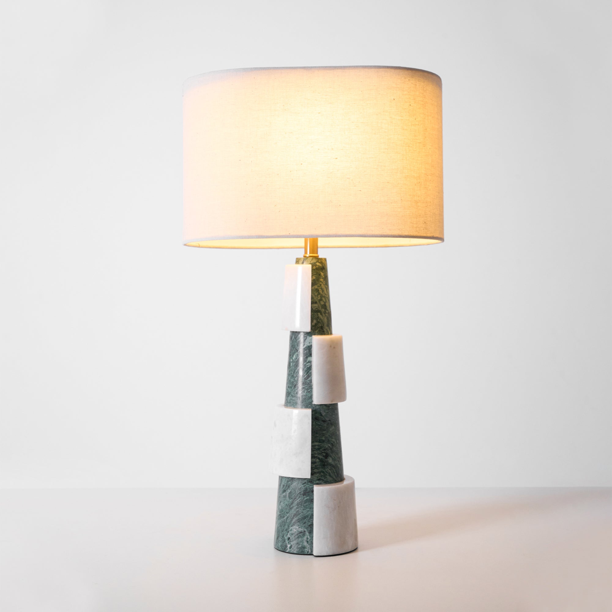Obelisk Stacked Marble Table Lamp-Neutral Decor