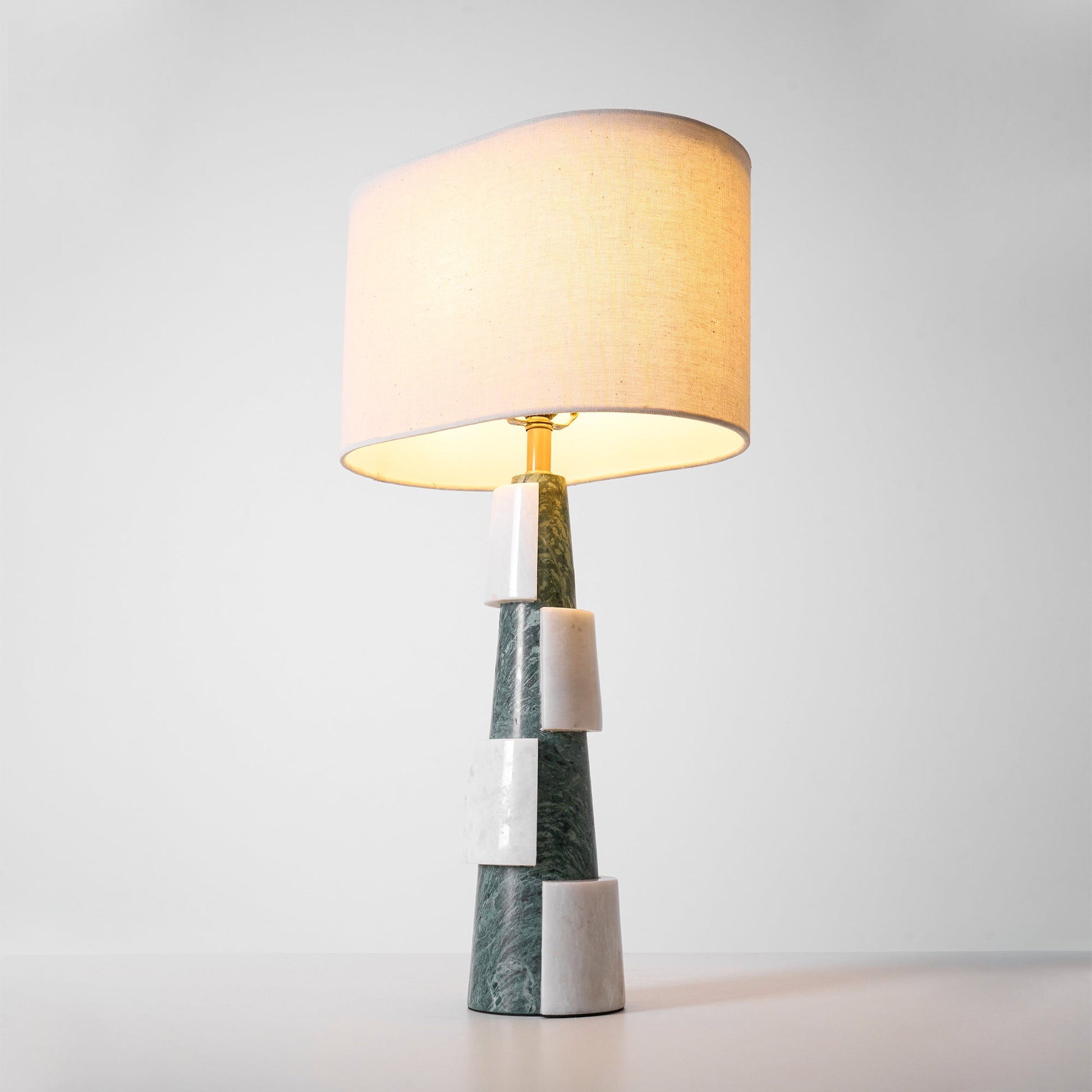 Obelisk Stacked Marble Table Lamp-Neutral Decor