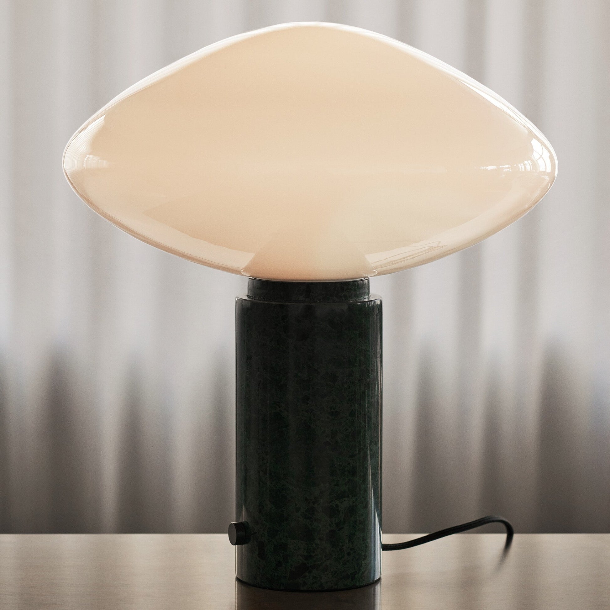 Rivi Table Lamp with Glass Shade and Green Marble Base-Neutral Decor