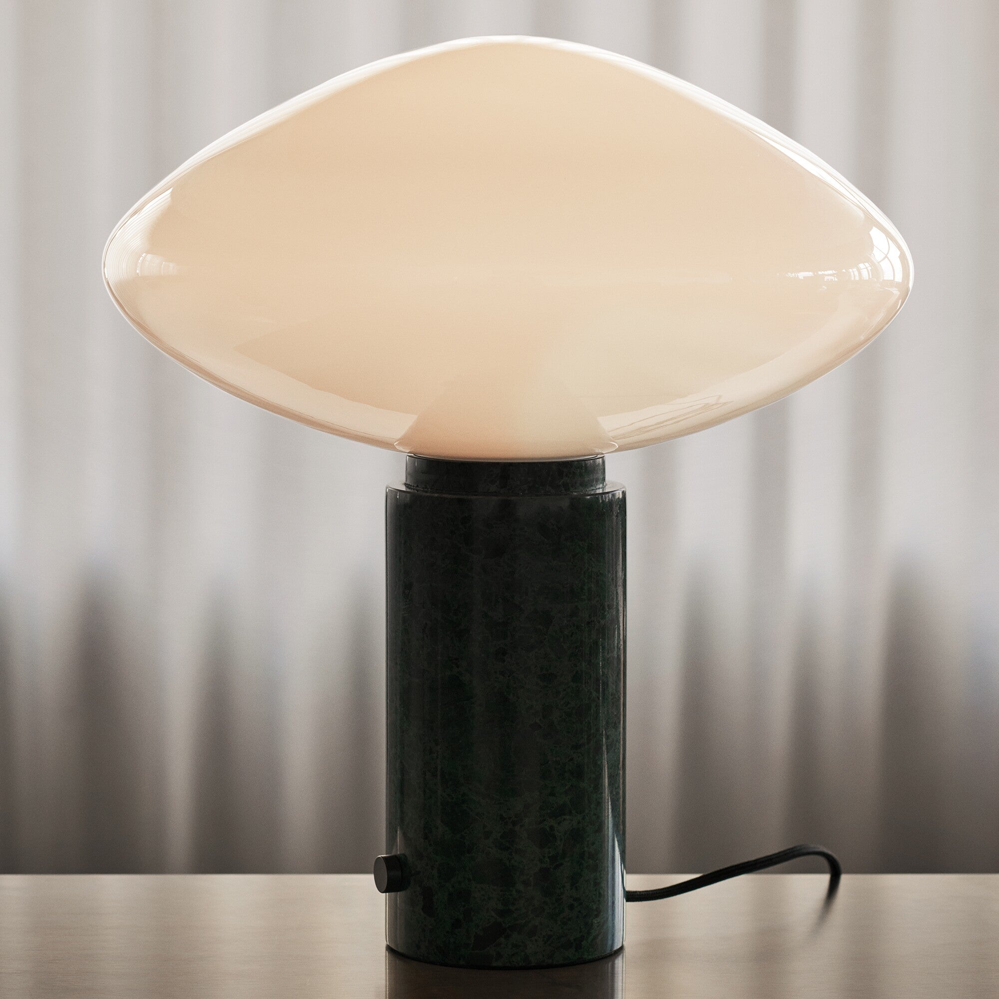 Rivi Table Lamp with Glass Shade and Green Marble Base-Neutral Decor