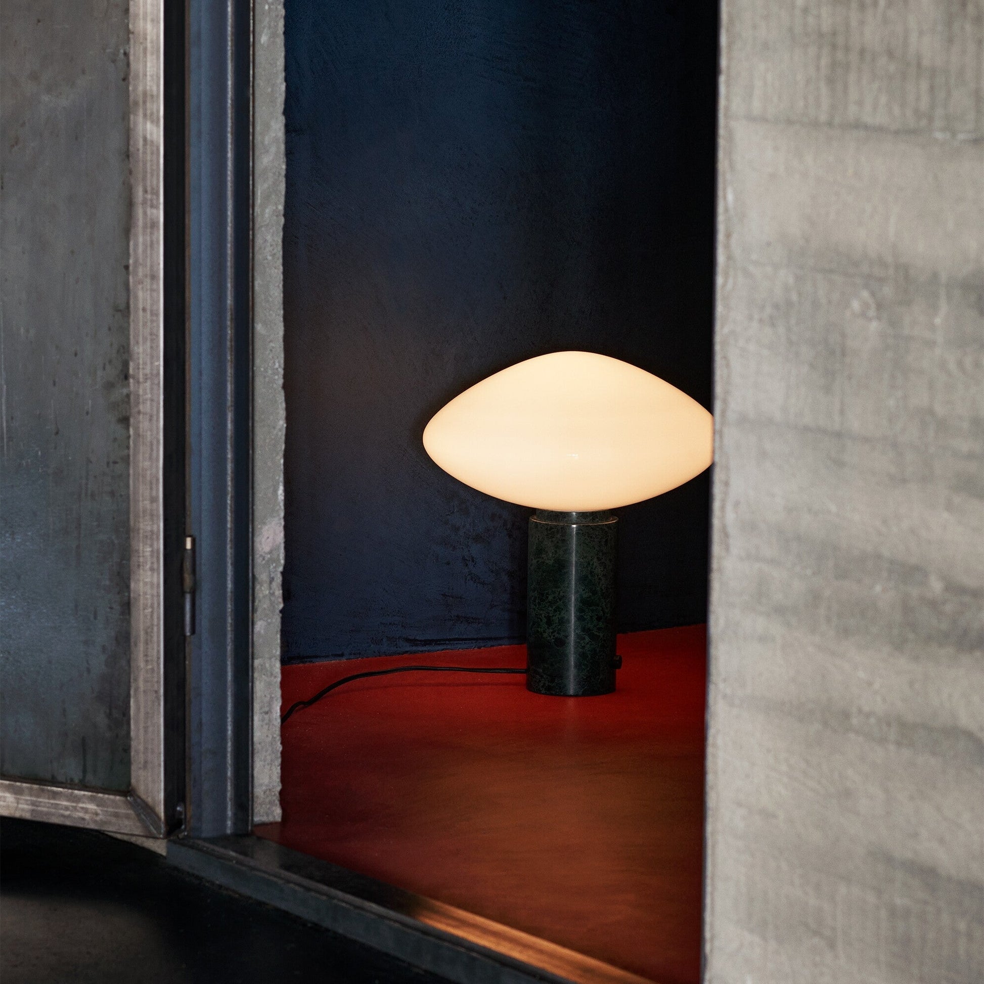 Rivi Table Lamp with Glass Shade and Green Marble Base-Neutral Decor
