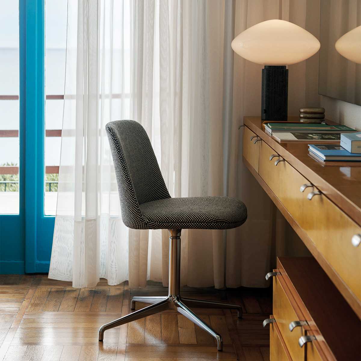 Rivi Table Lamp with Glass Shade and Green Marble Base-Neutral Decor