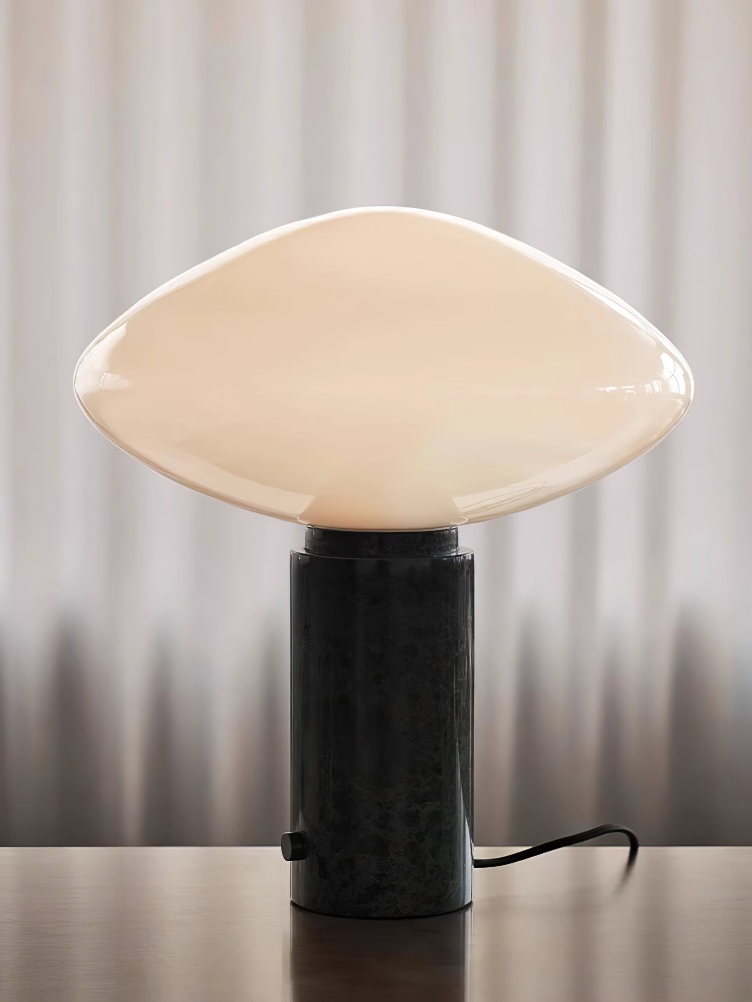 Rivi Table Lamp with Glass Shade and Green Marble Base-Neutral Decor