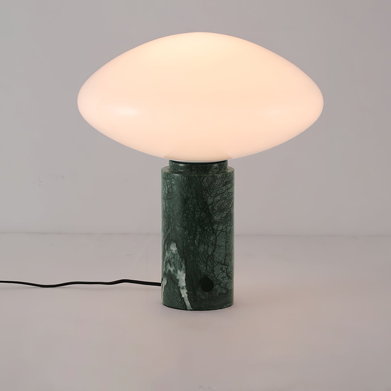 Rivi Table Lamp with Glass Shade and Green Marble Base-Neutral Decor