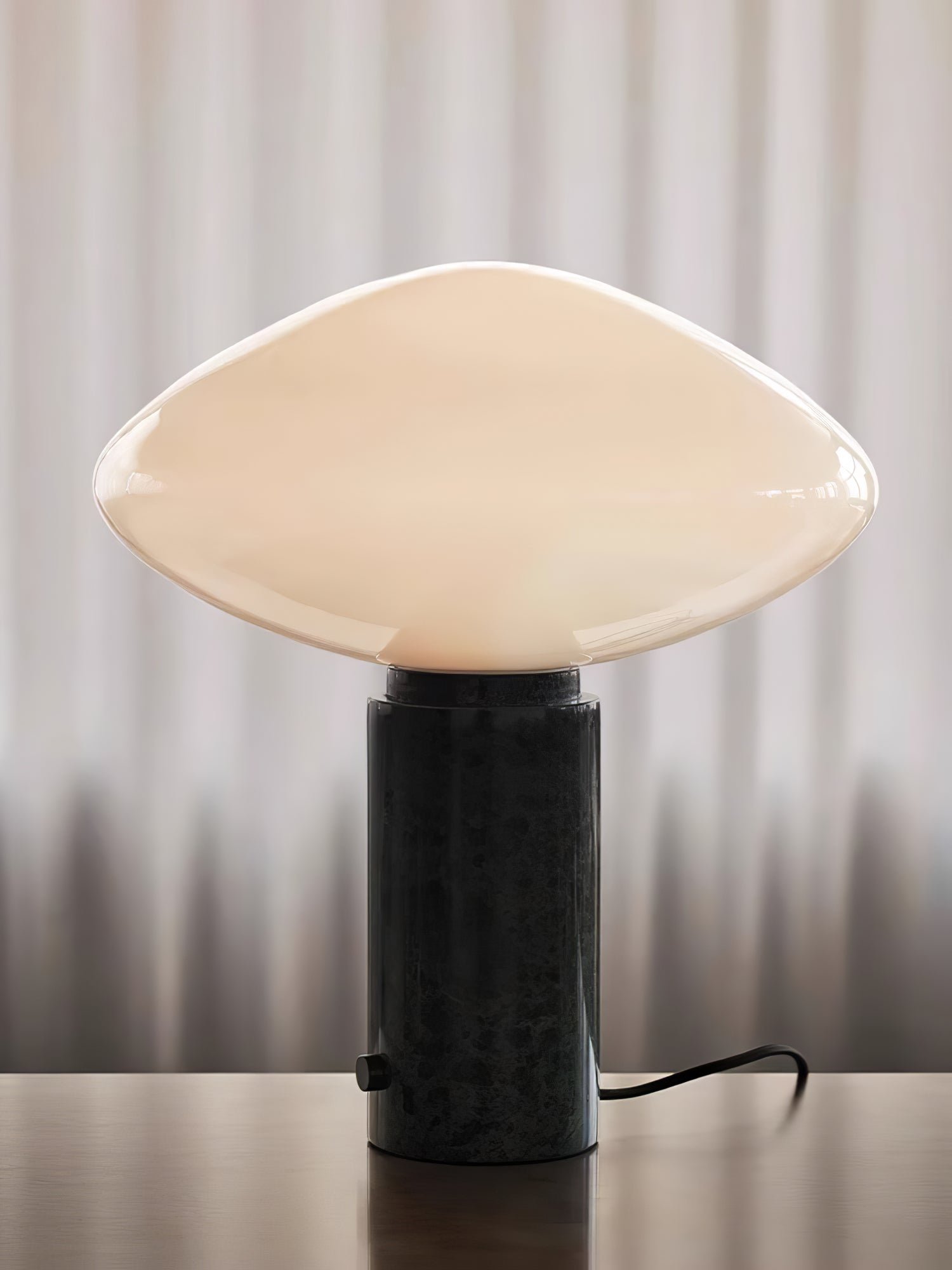 Rivi Table Lamp with Glass Shade and Green Marble Base-Neutral Decor
