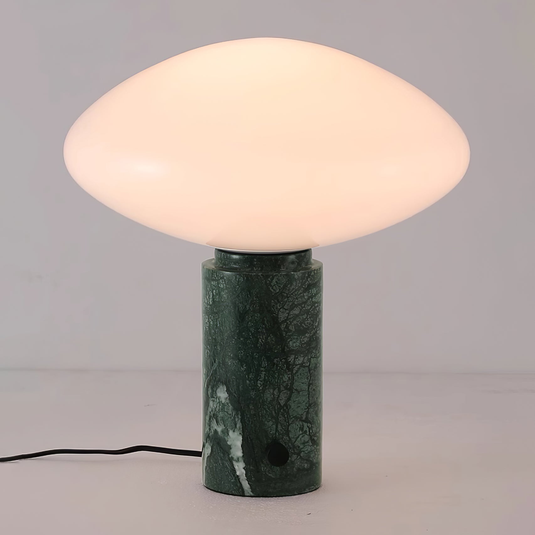 Rivi Table Lamp with Glass Shade and Green Marble Base-Neutral Decor