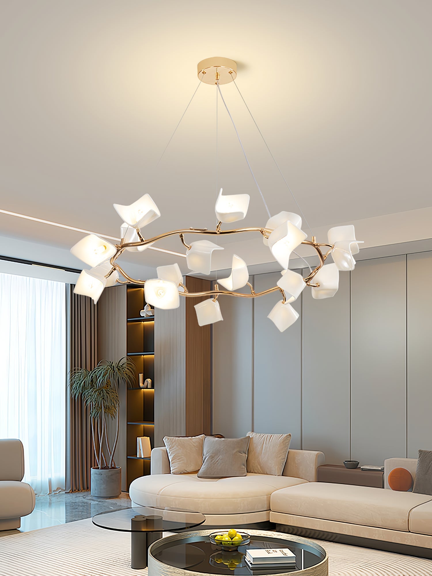 Arthearae Postmodern Luxury Flora Ceramics Chandelier-Neutral Decor
