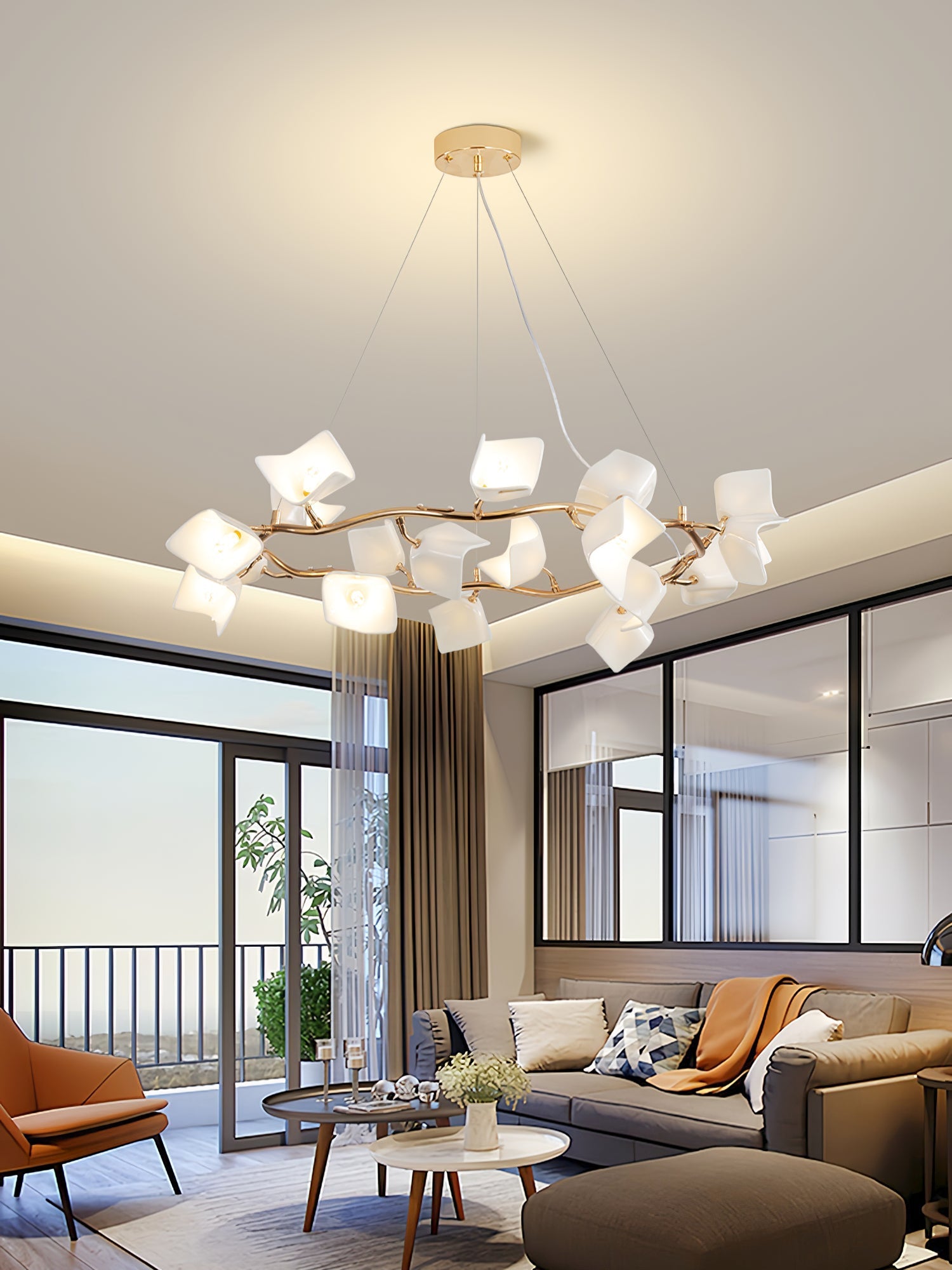 Arthearae Postmodern Luxury Flora Ceramics Chandelier-Neutral Decor