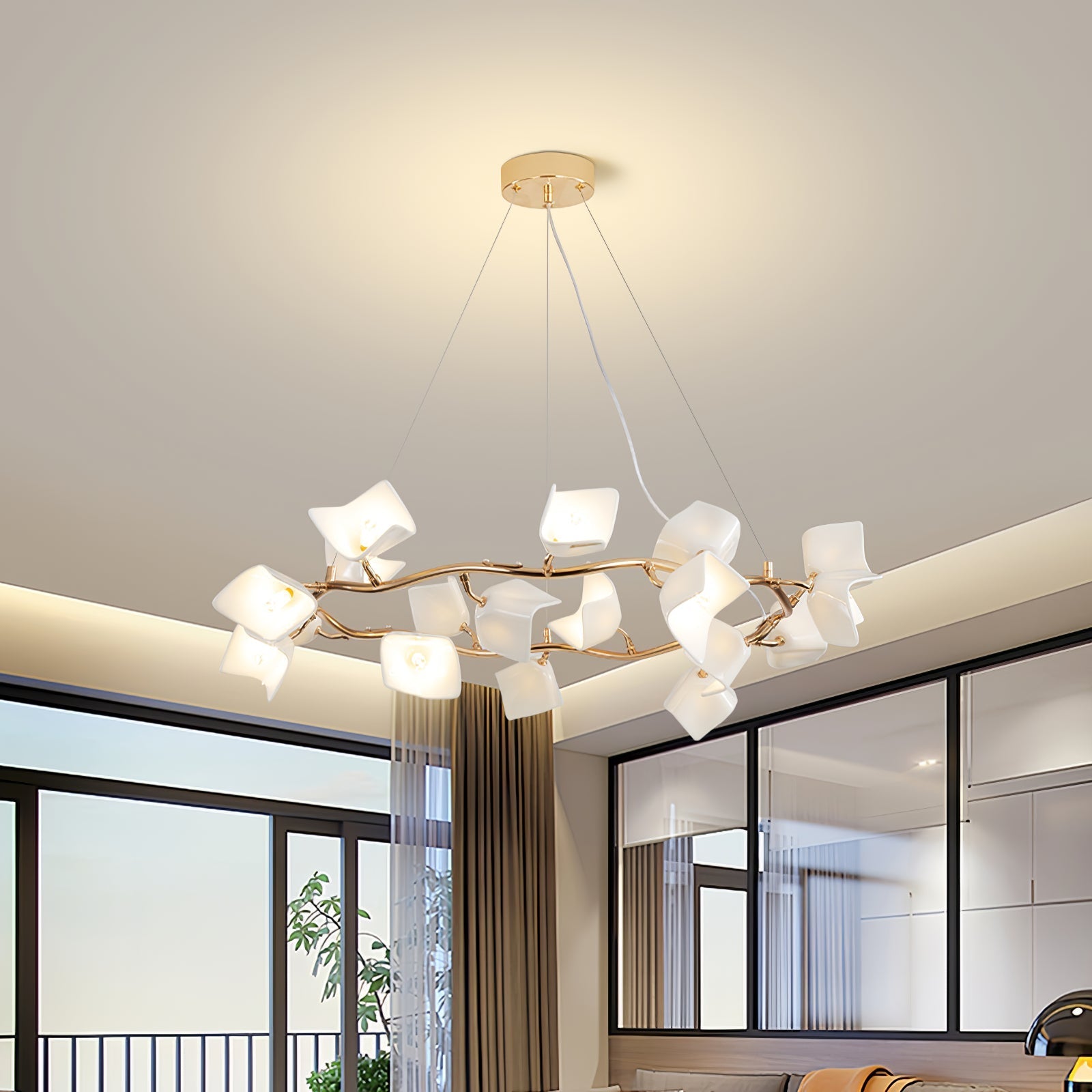Arthearae Postmodern Luxury Flora Ceramics Chandelier-Neutral Decor