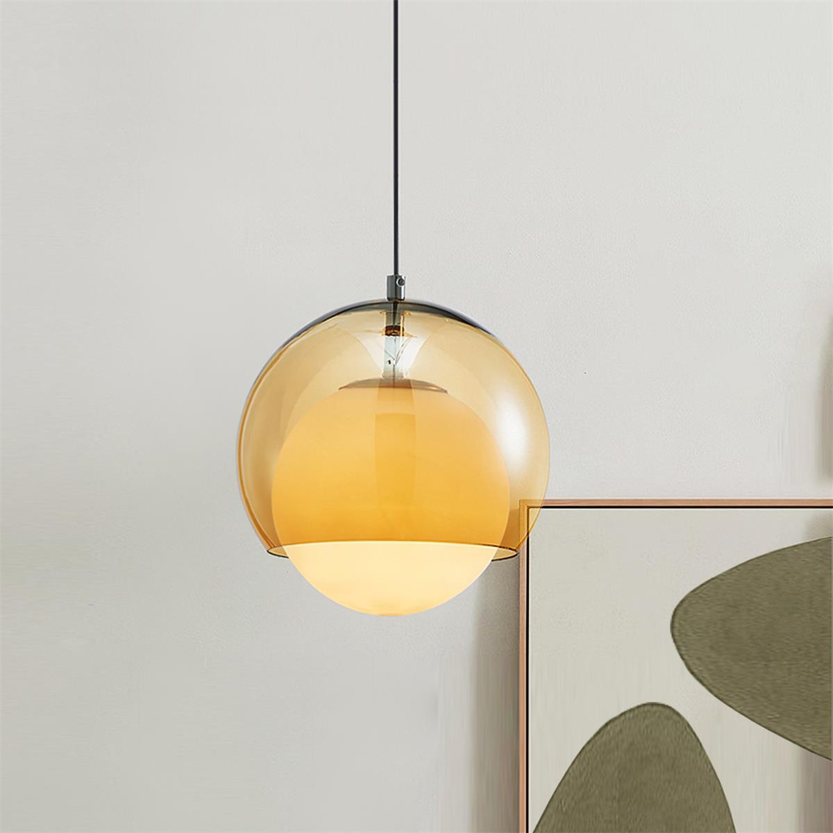 Pendant Light Double Globe Shade Glass Modern Minimalist Ambient