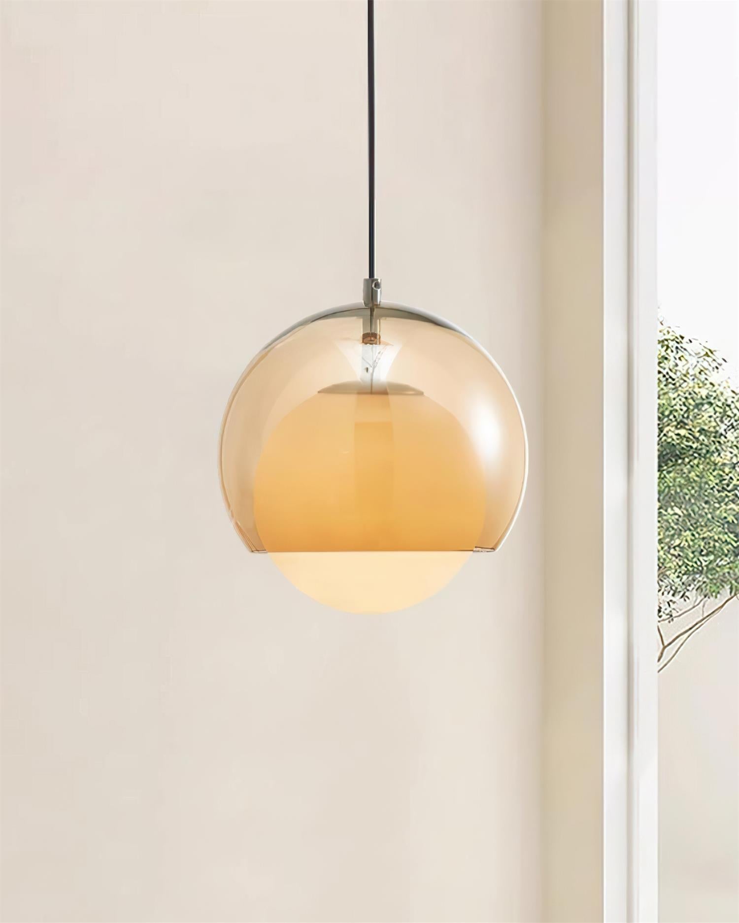 Pendant Light Double Globe Shade Glass Modern Minimalist Ambient