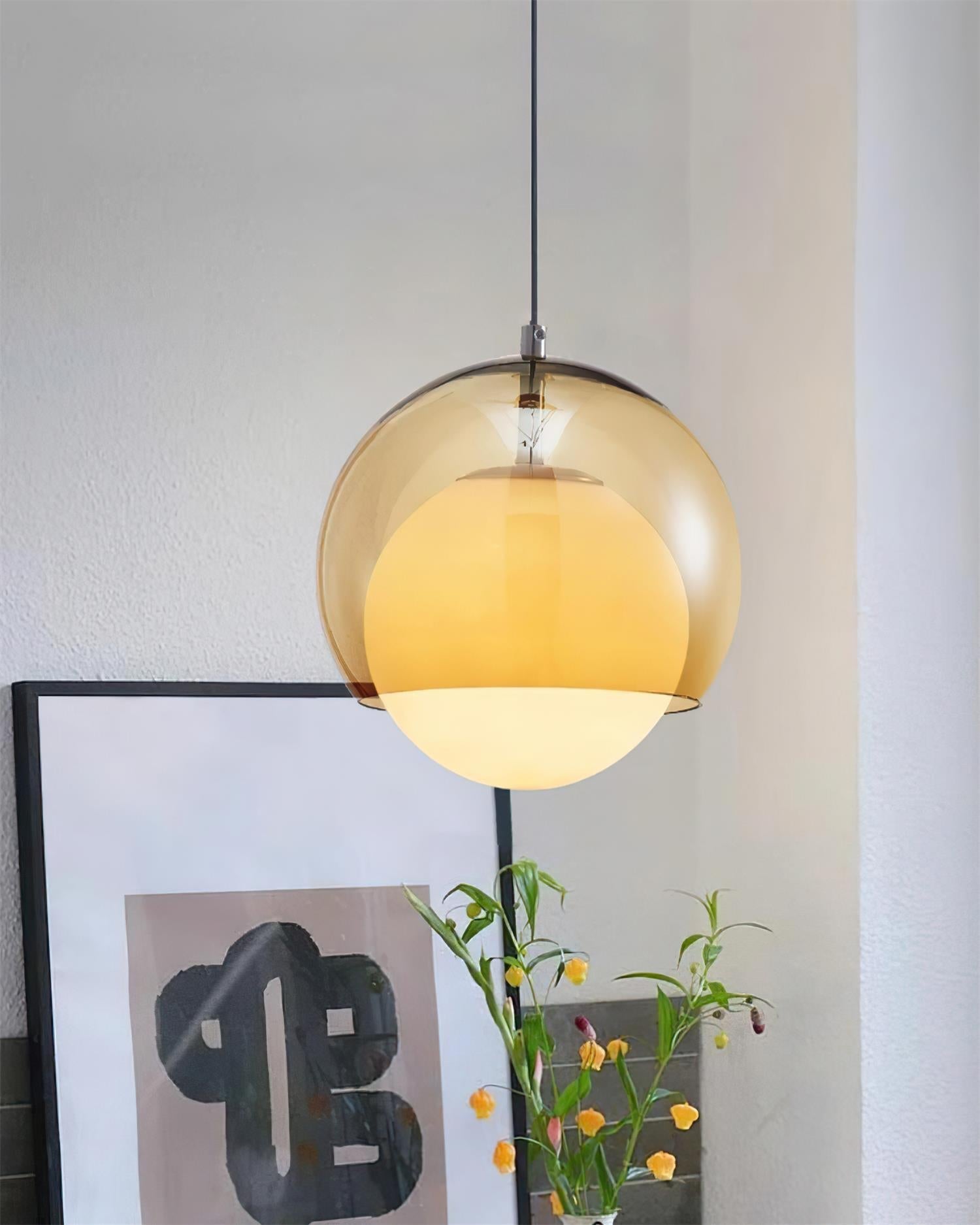 Pendant Light Double Globe Shade Glass Modern Minimalist Ambient