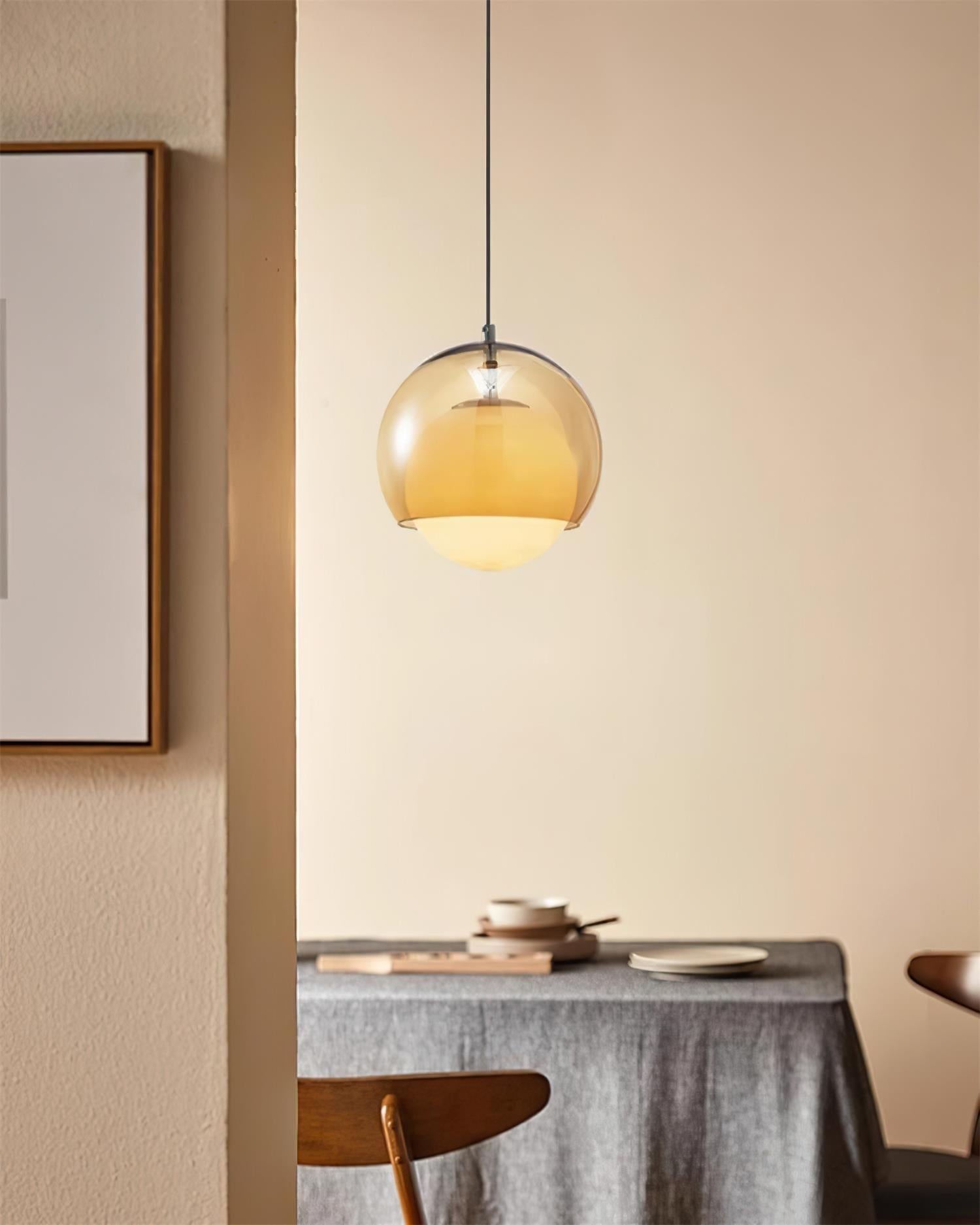 Pendant Light Double Globe Shade Glass Modern Minimalist Ambient