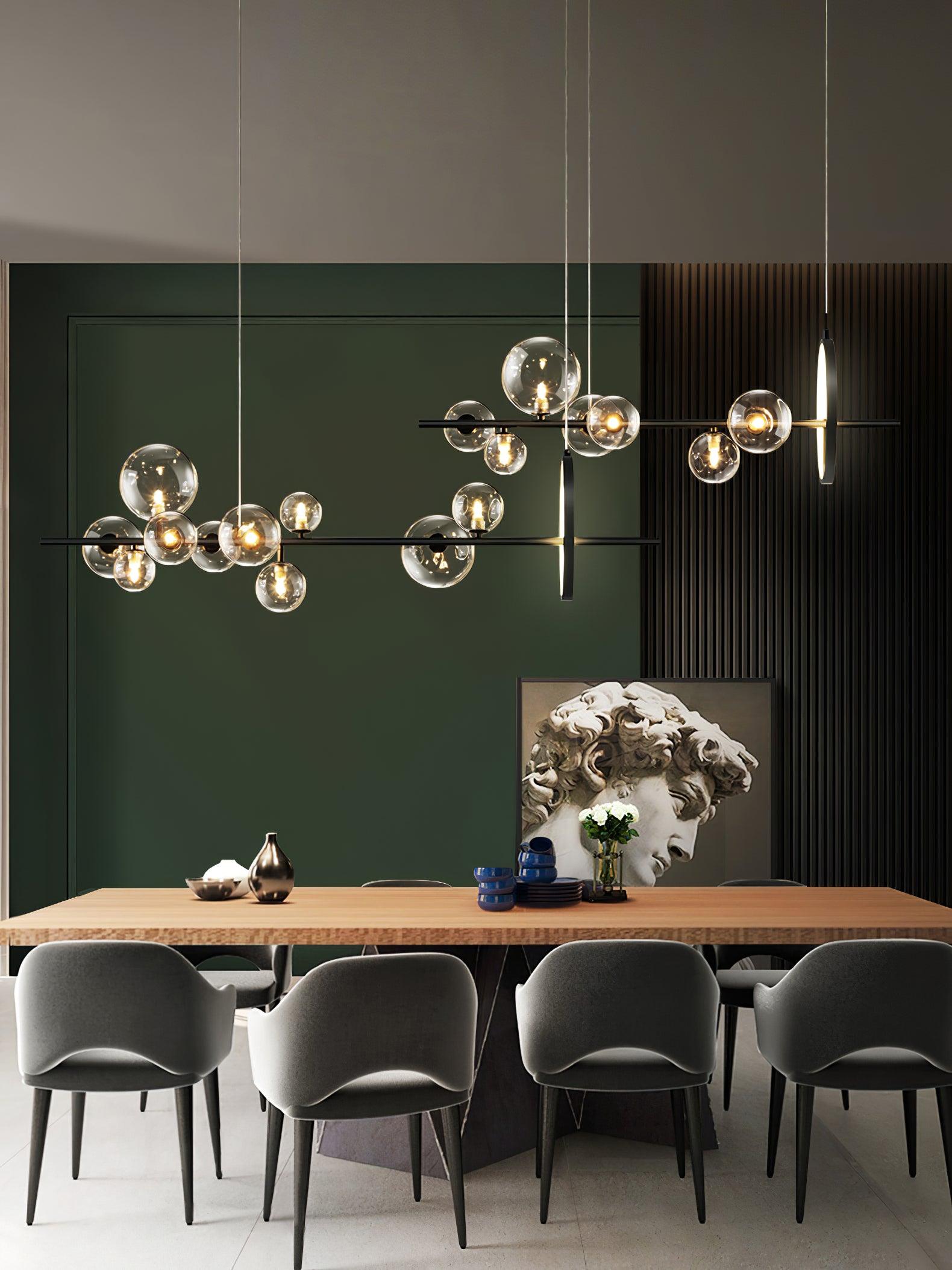 Edvane Chandelier Glass Bubble Nordic Black LED-Neutral Decor