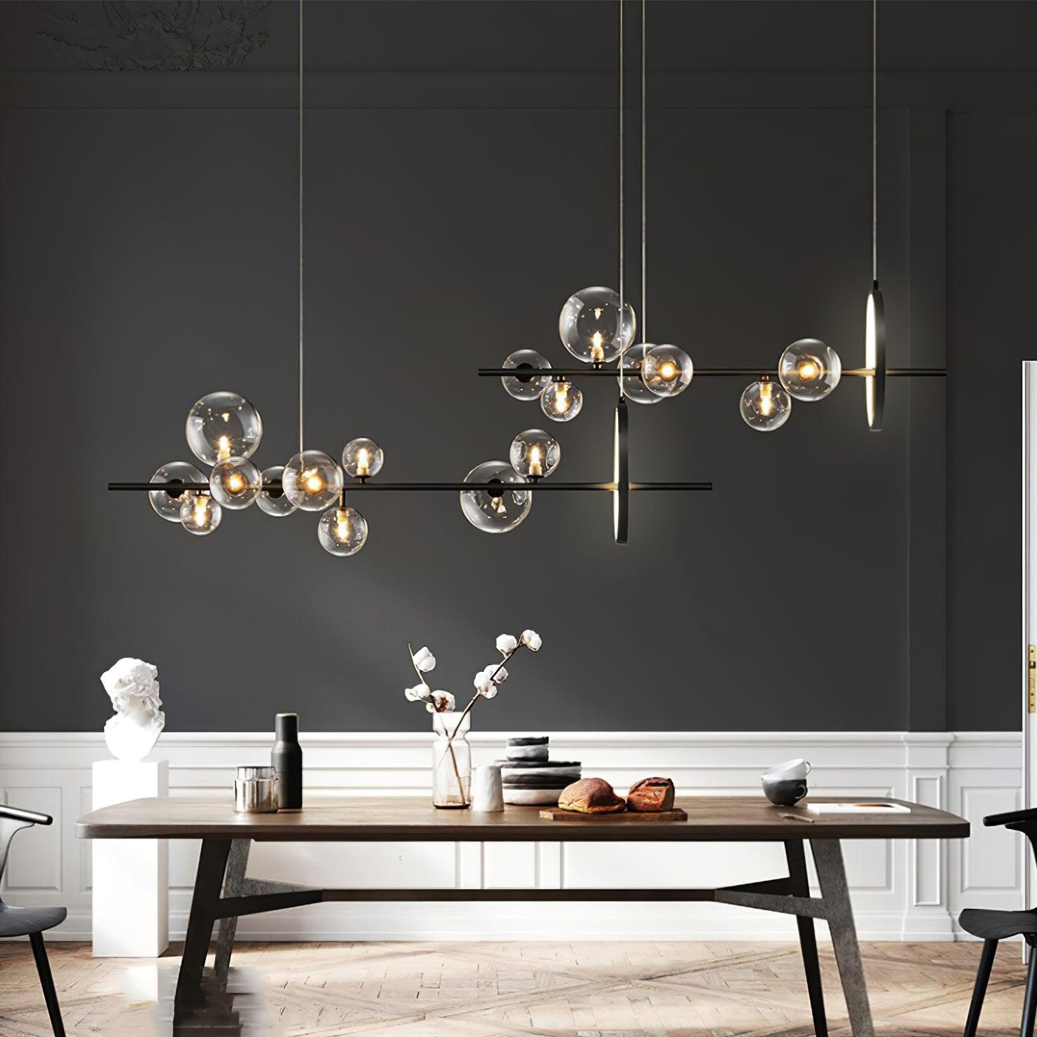 Edvane Chandelier Glass Bubble Nordic Black LED-Neutral Decor