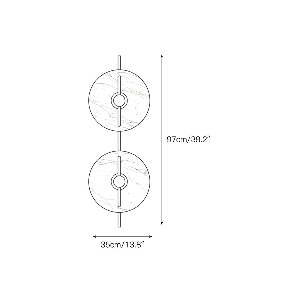 Front view of the double-head Mito Marble Wall Lamp.