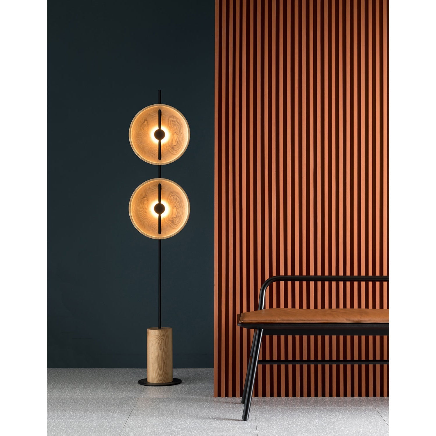 The warm glow emitted from the integrated LED light source.