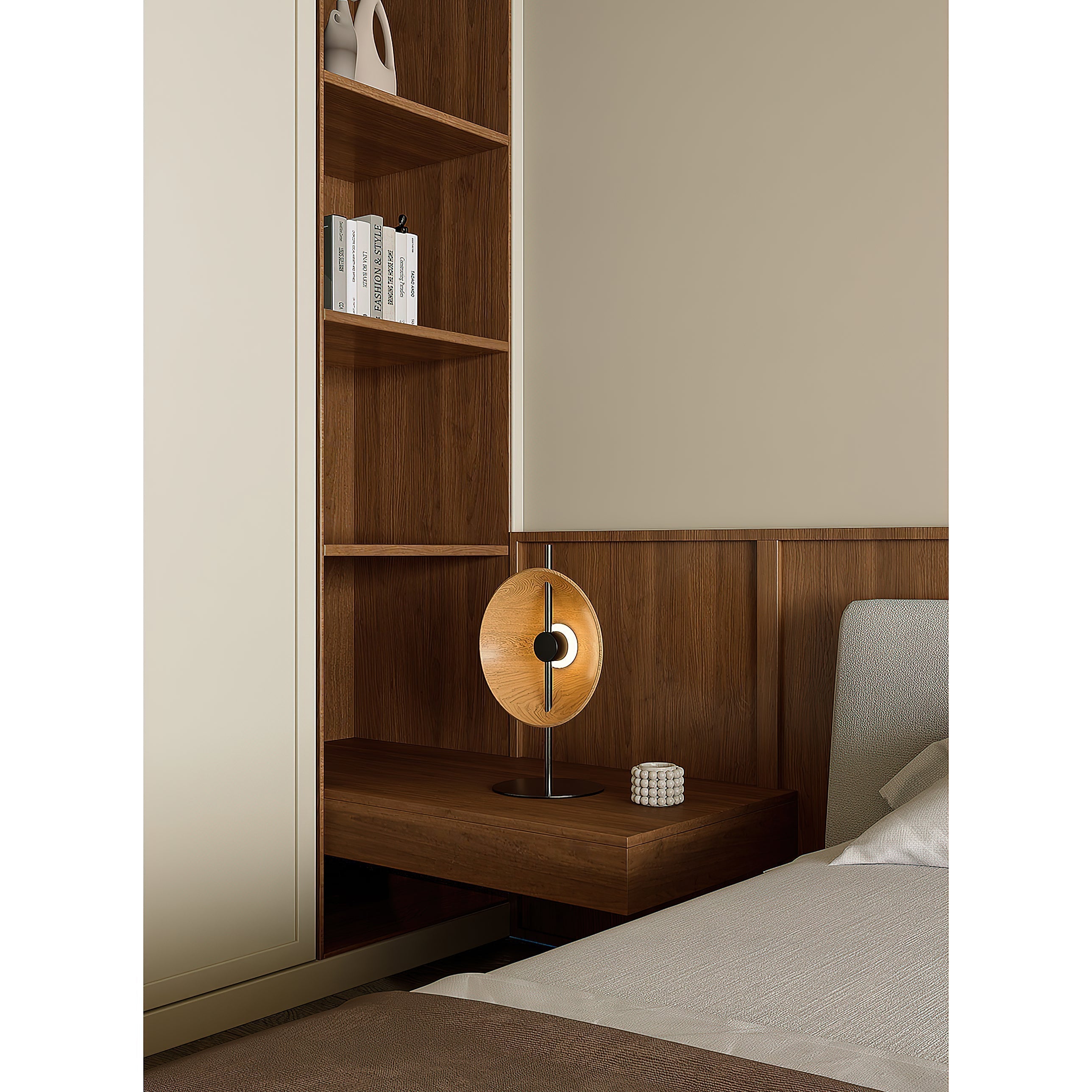 Detail shot of the sturdy iron base of the Mito Table Lamp.