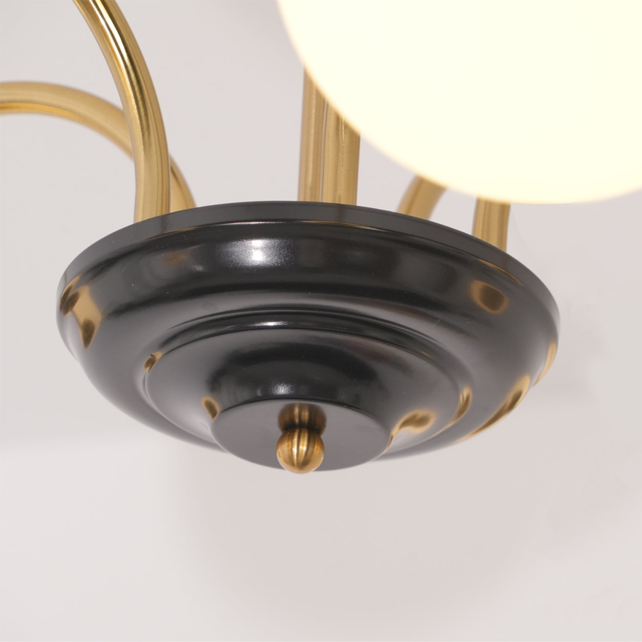 Chandelier Curved Arms Globe Shades Modern Retro Style Dining