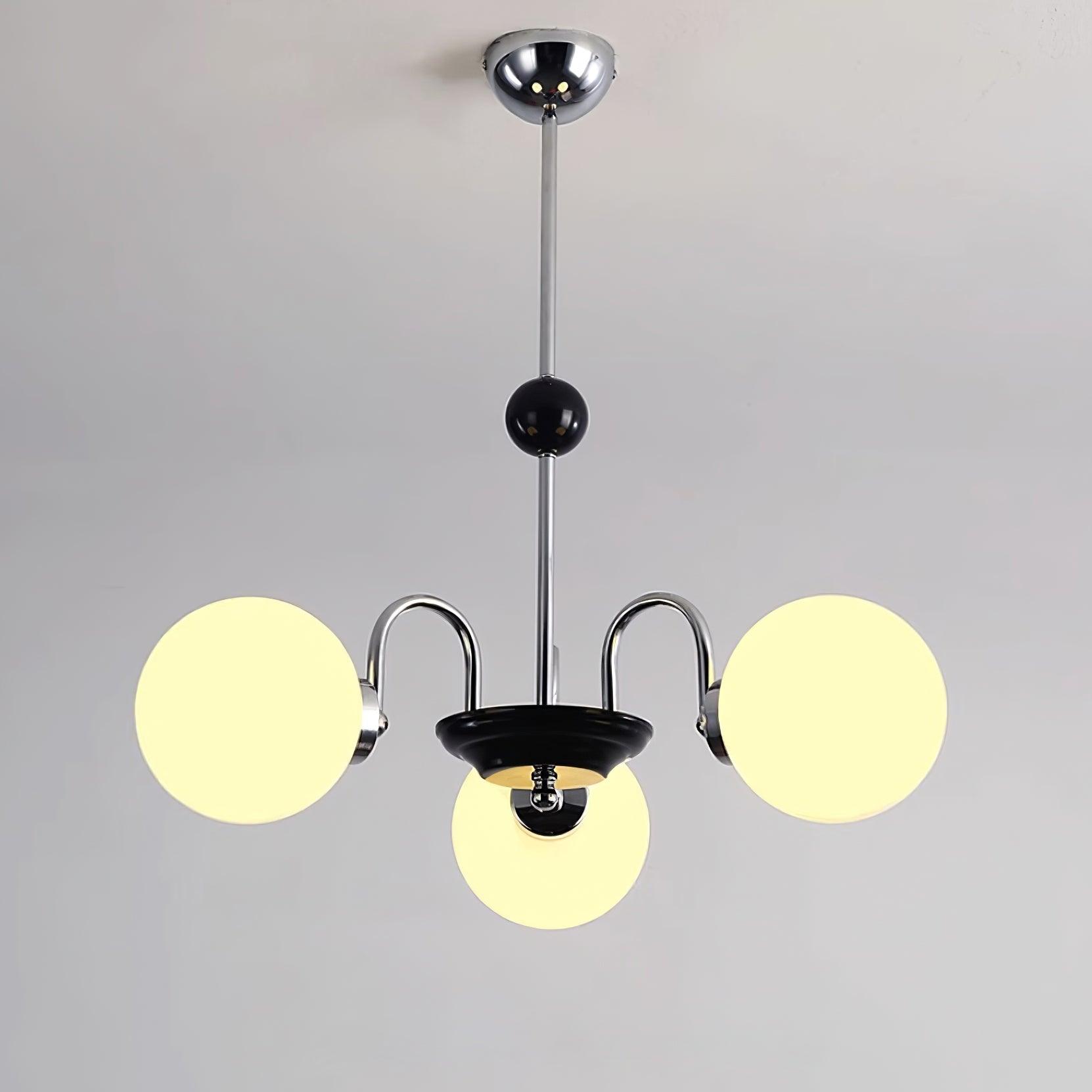 Chandelier Curved Arms Globe Shades Modern Retro Style Dining