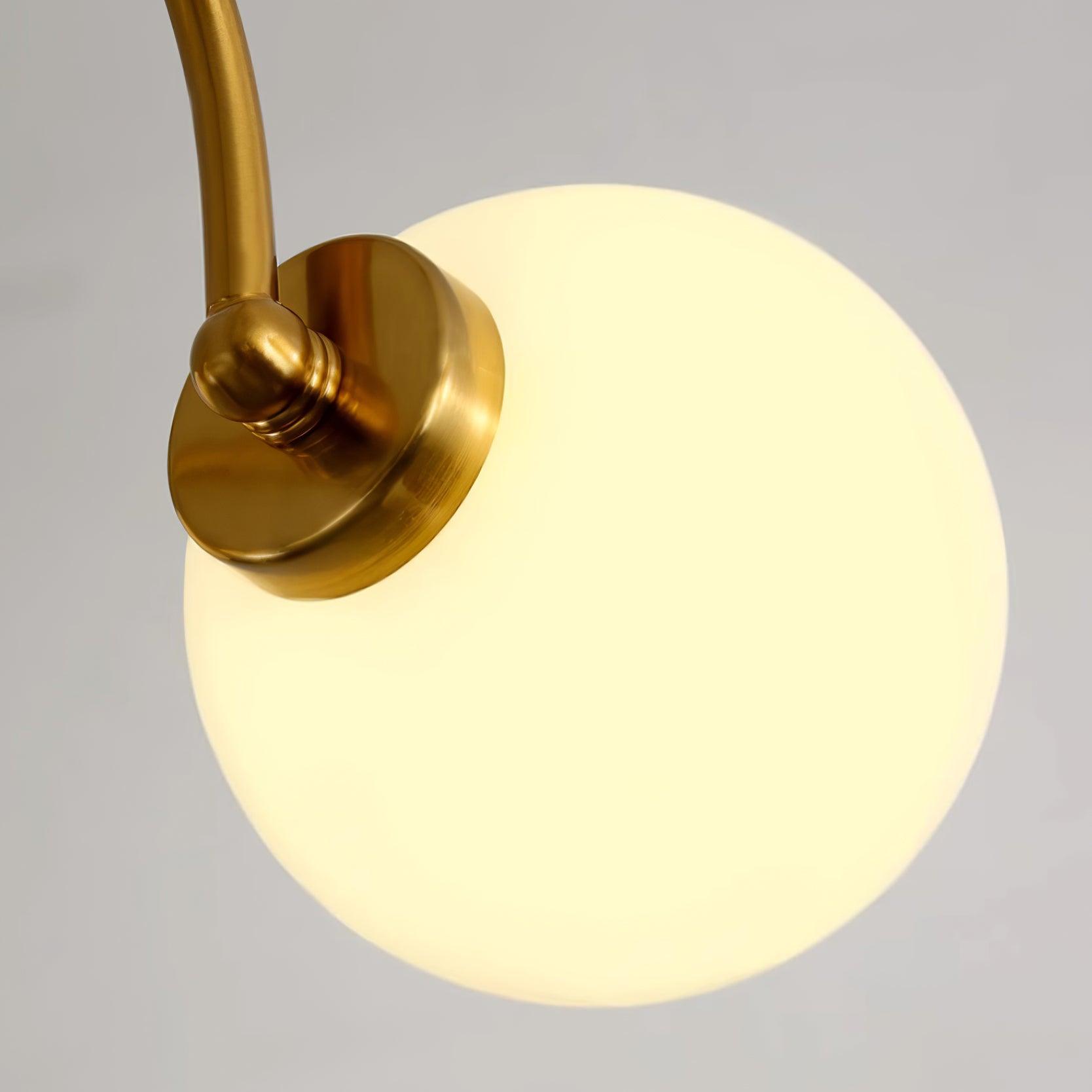 Chandelier Curved Arms Globe Shades Modern Retro Style Dining