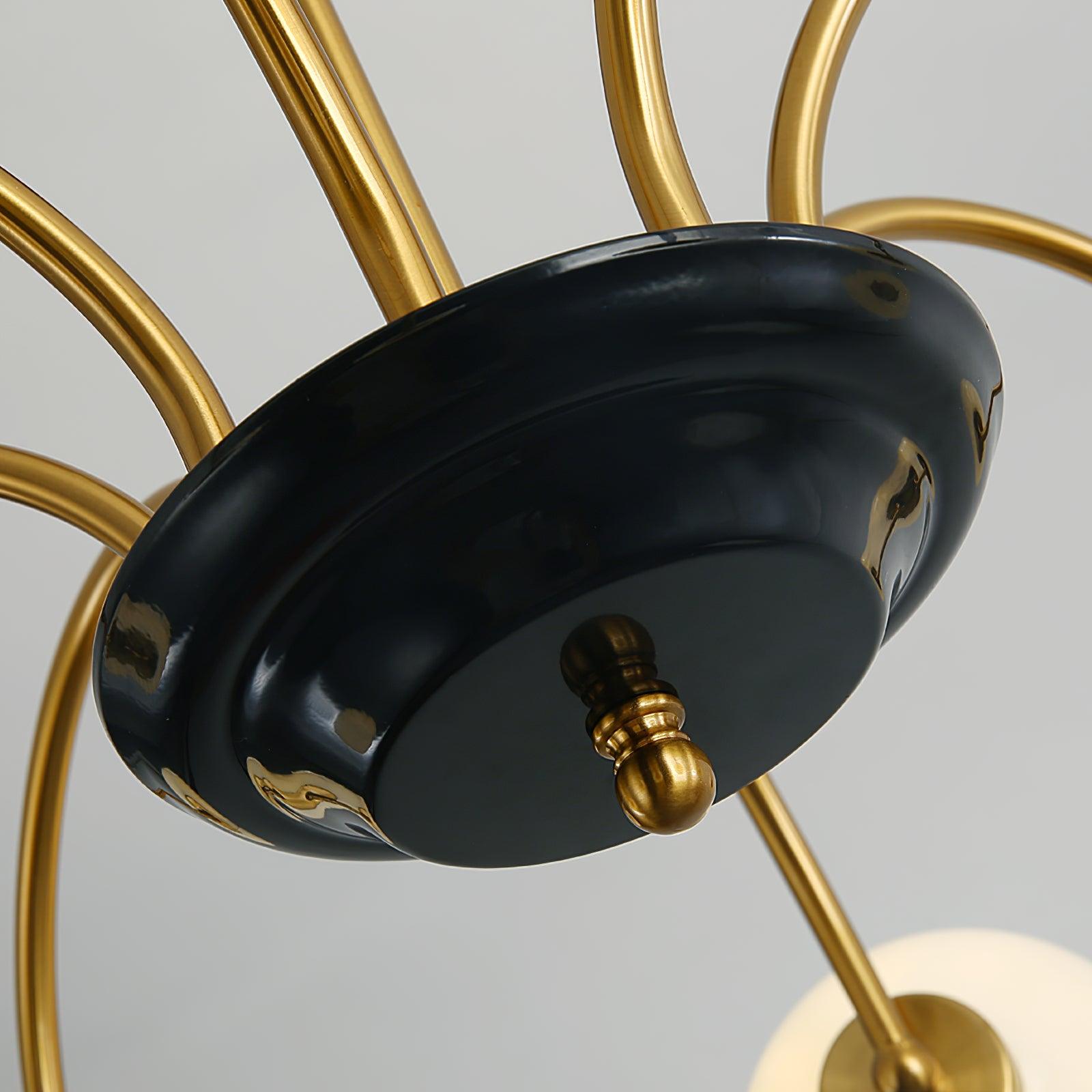 Chandelier Curved Arms Globe Shades Modern Retro Style Dining