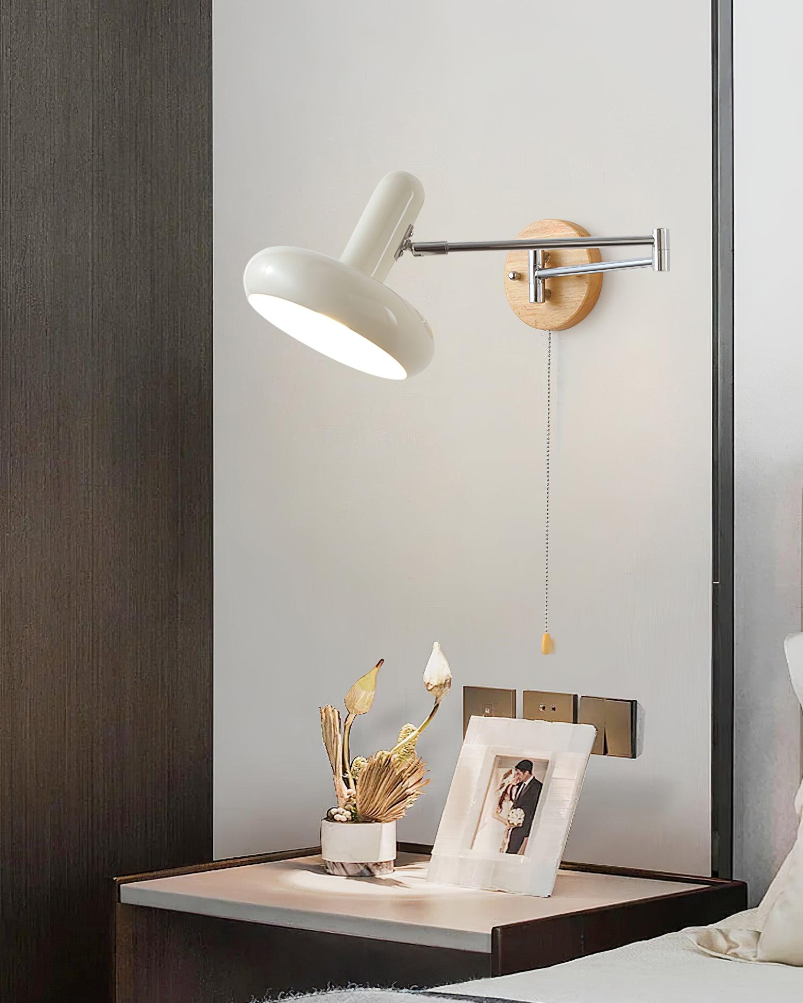 Wall Lamp Swivel Arm Rounded Shade Pull Chain Modern Retro