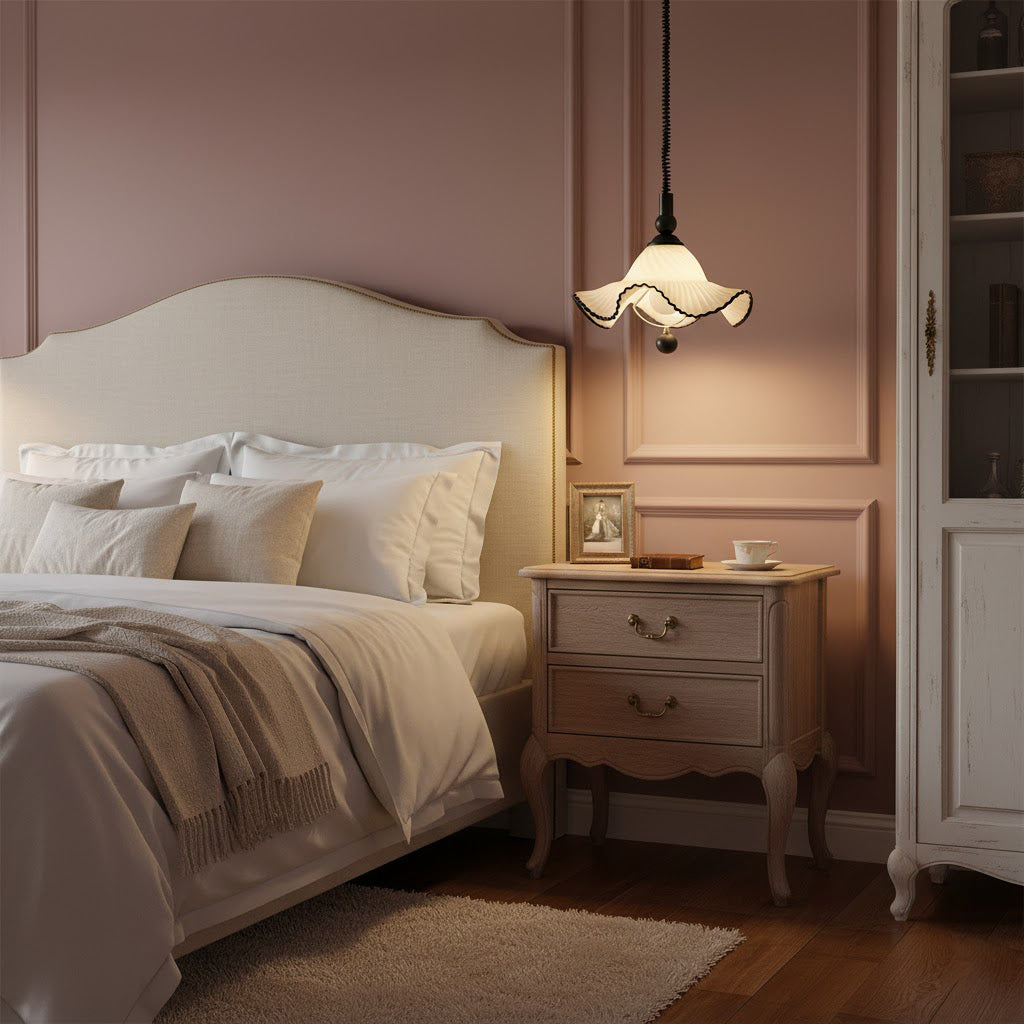 Angled view showcasing the vintage-inspired design of the Mobo Pendant Light.