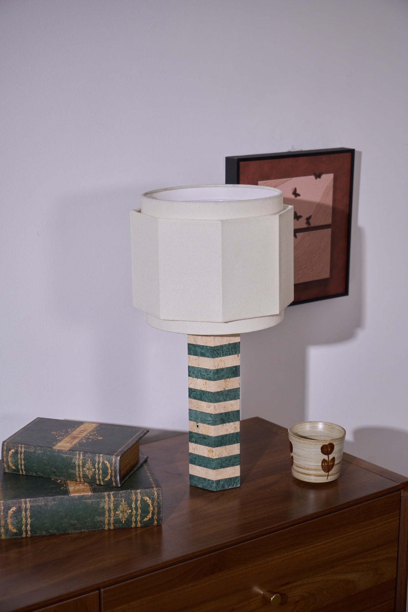 Stripes Fabric Table Lamp-Neutral Decor