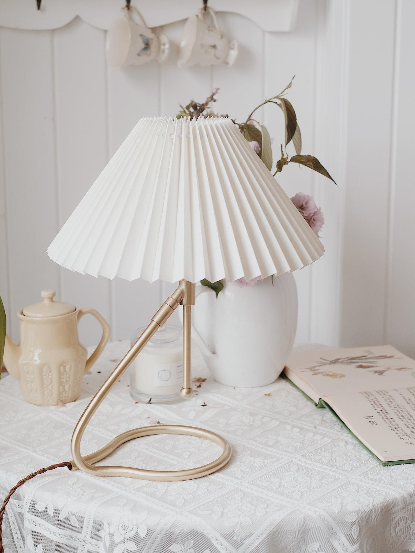 Cora Clear Fabric Table Lamp-Neutral Decor