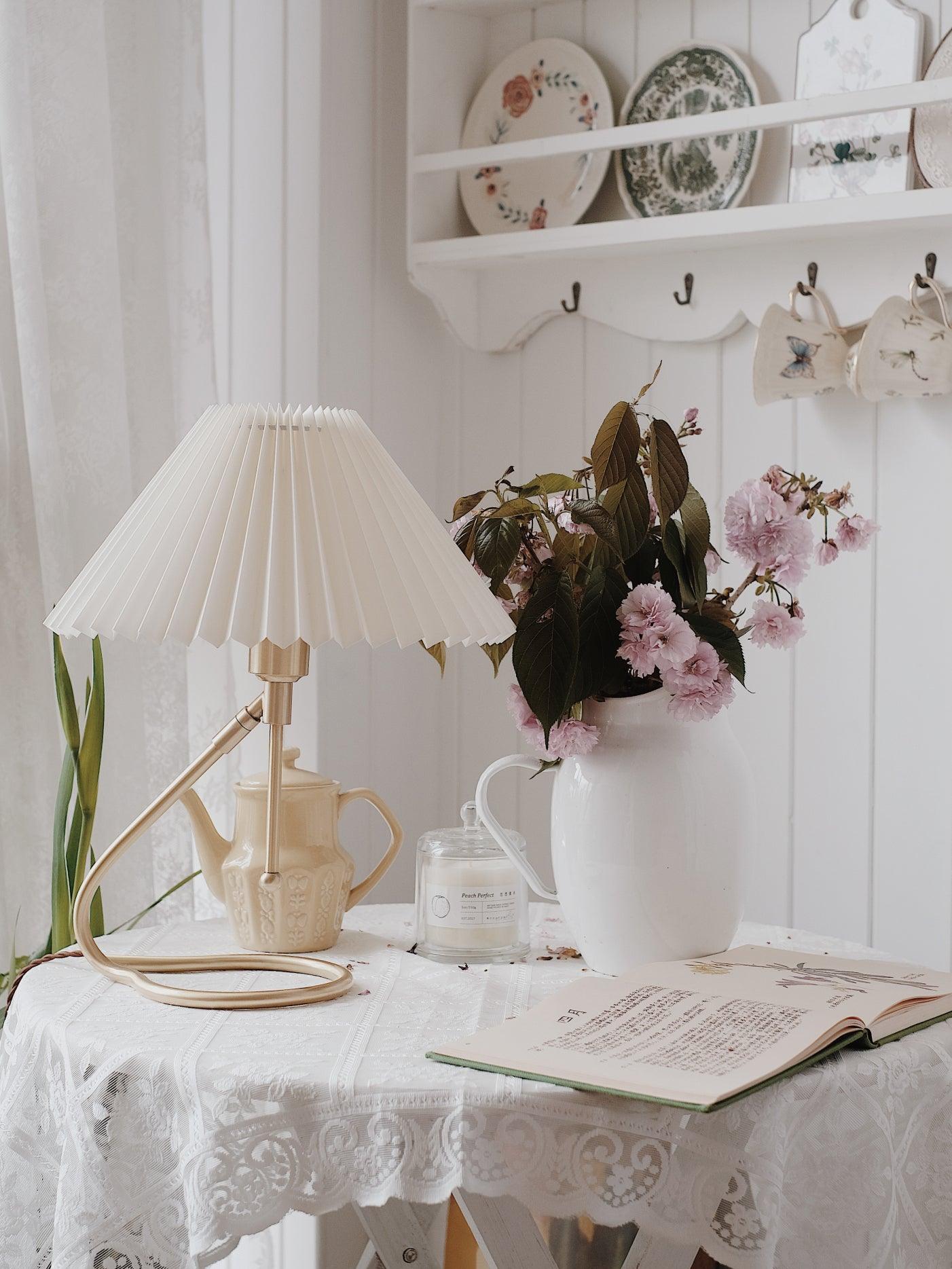 Cora Clear Fabric Table Lamp-Neutral Decor