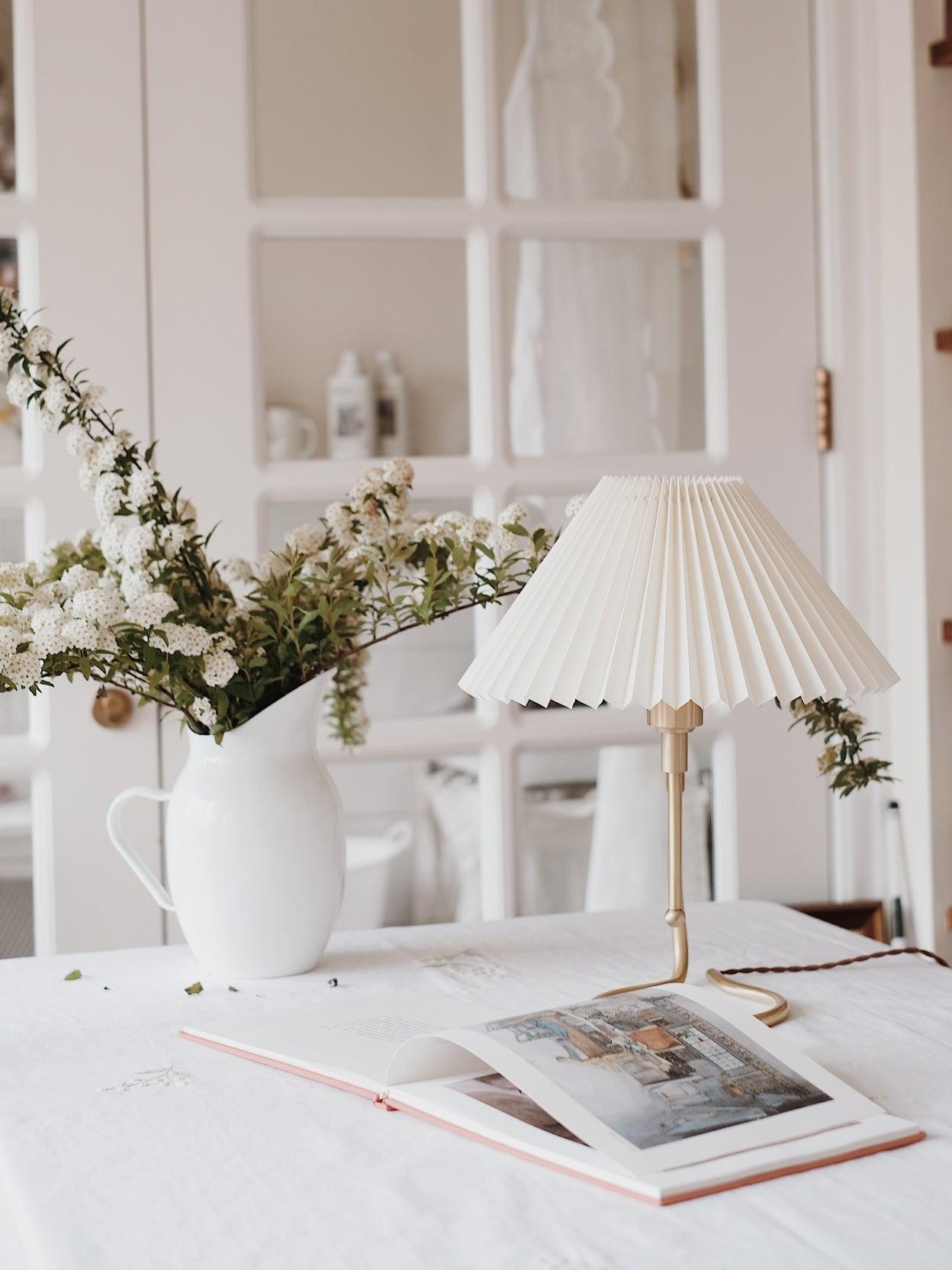 Cora Clear Fabric Table Lamp-Neutral Decor