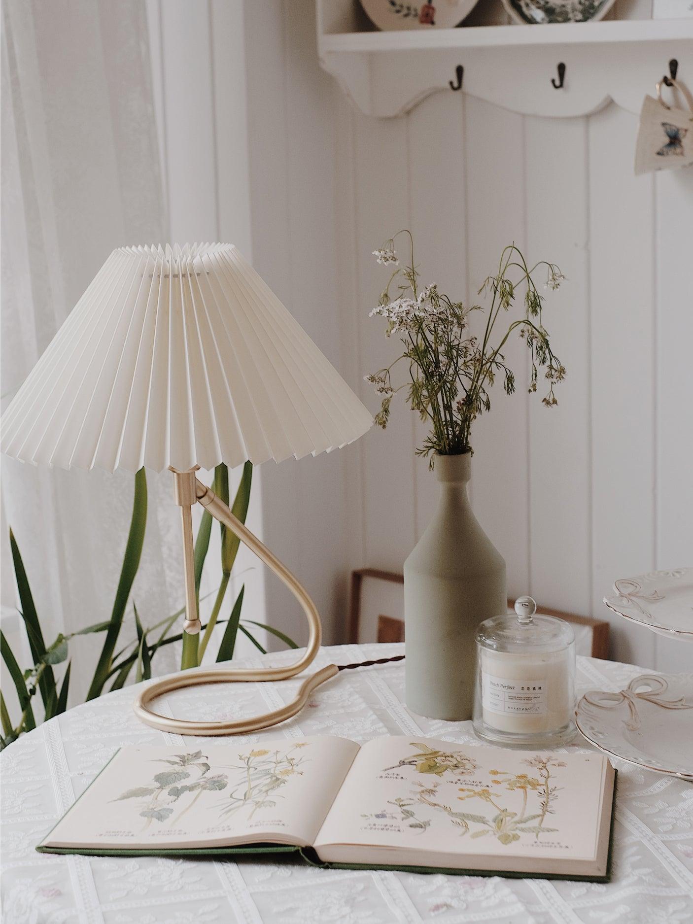 Cora Clear Fabric Table Lamp-Neutral Decor