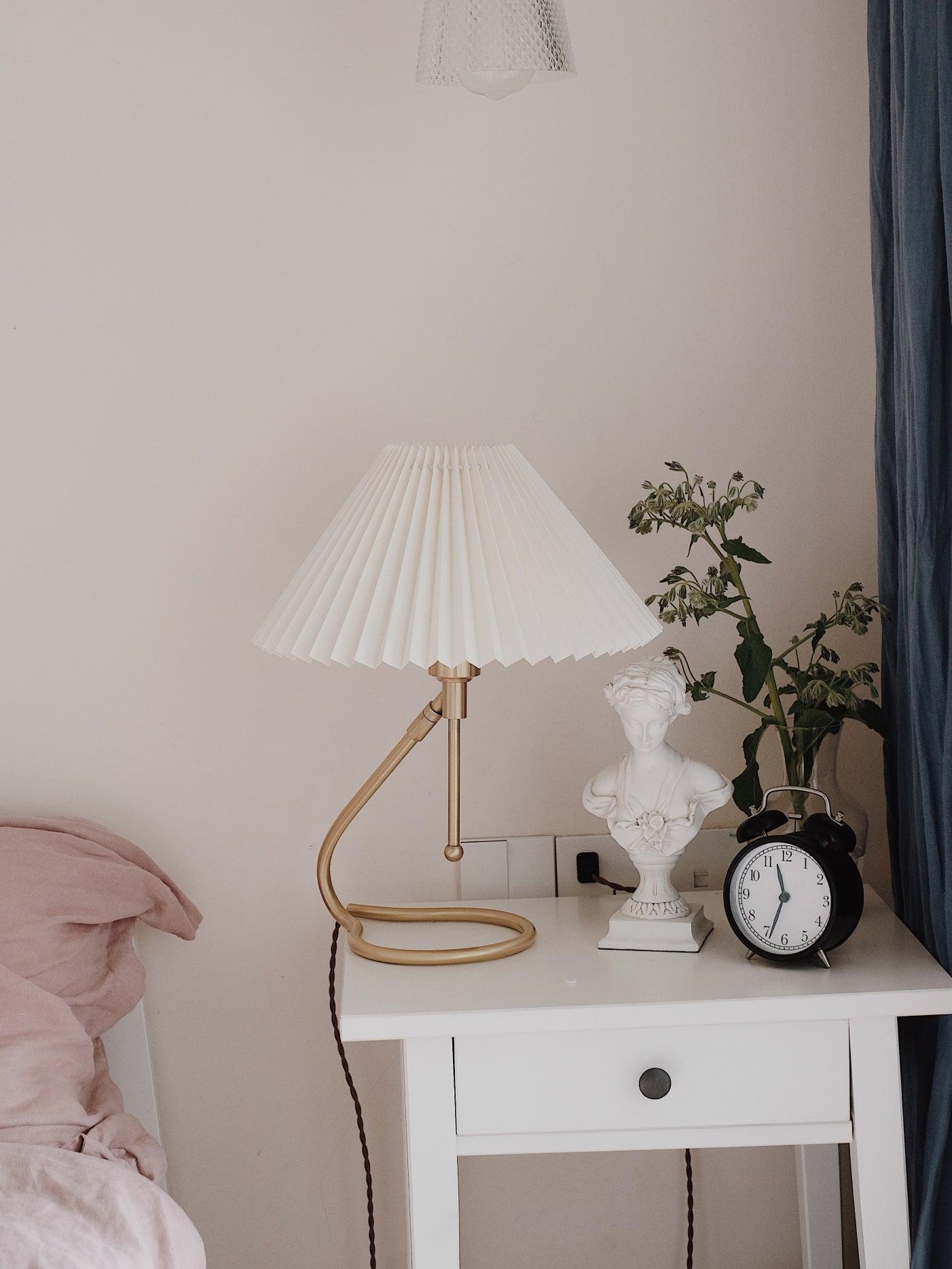 Cora Clear Fabric Table Lamp-Neutral Decor