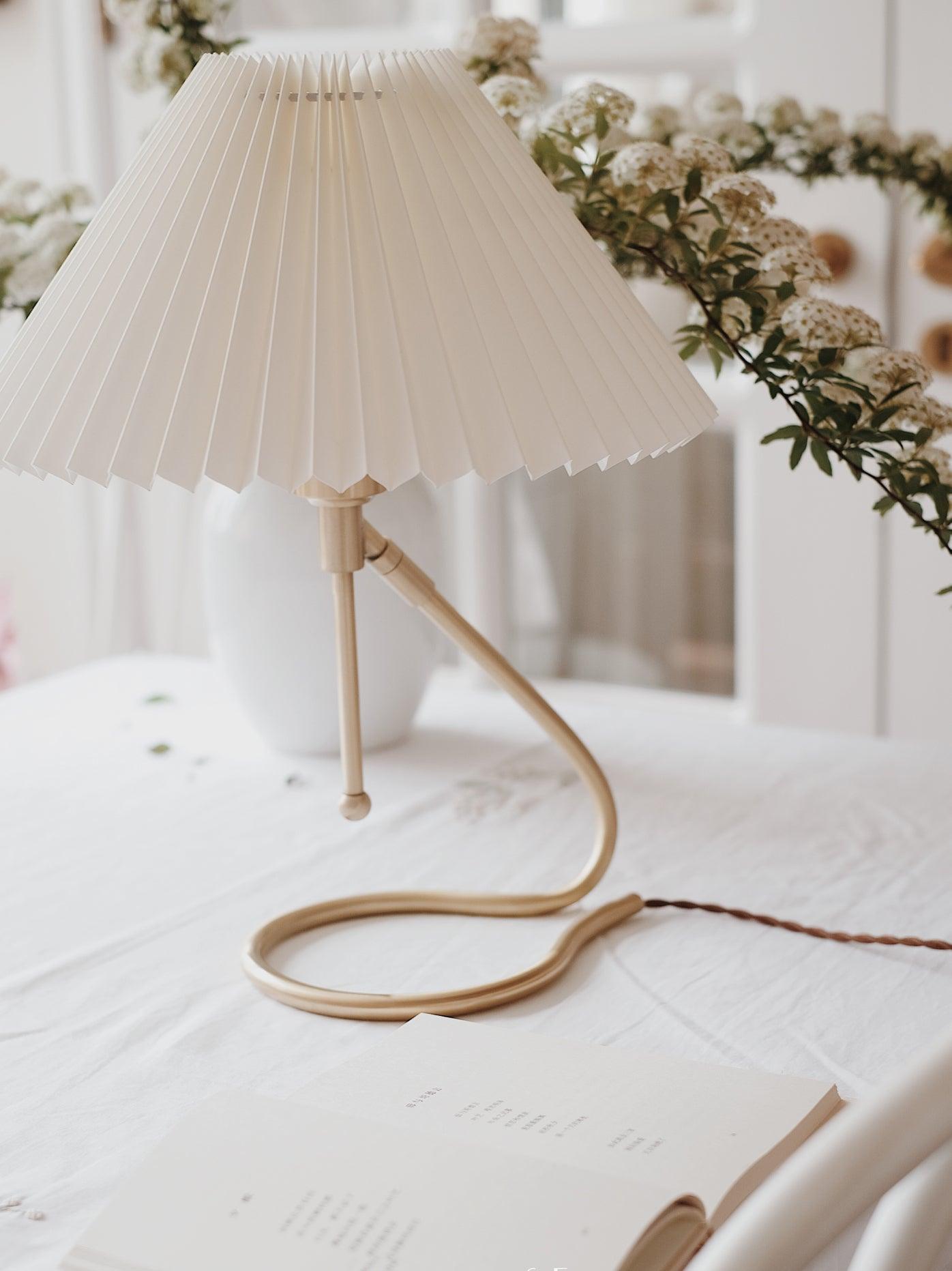 Cora Clear Fabric Table Lamp-Neutral Decor
