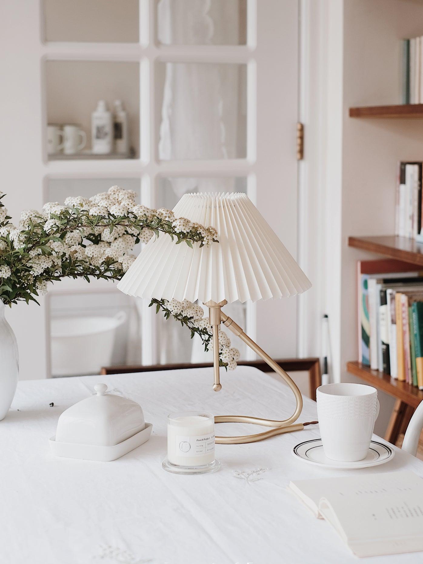 Cora Clear Fabric Table Lamp-Neutral Decor