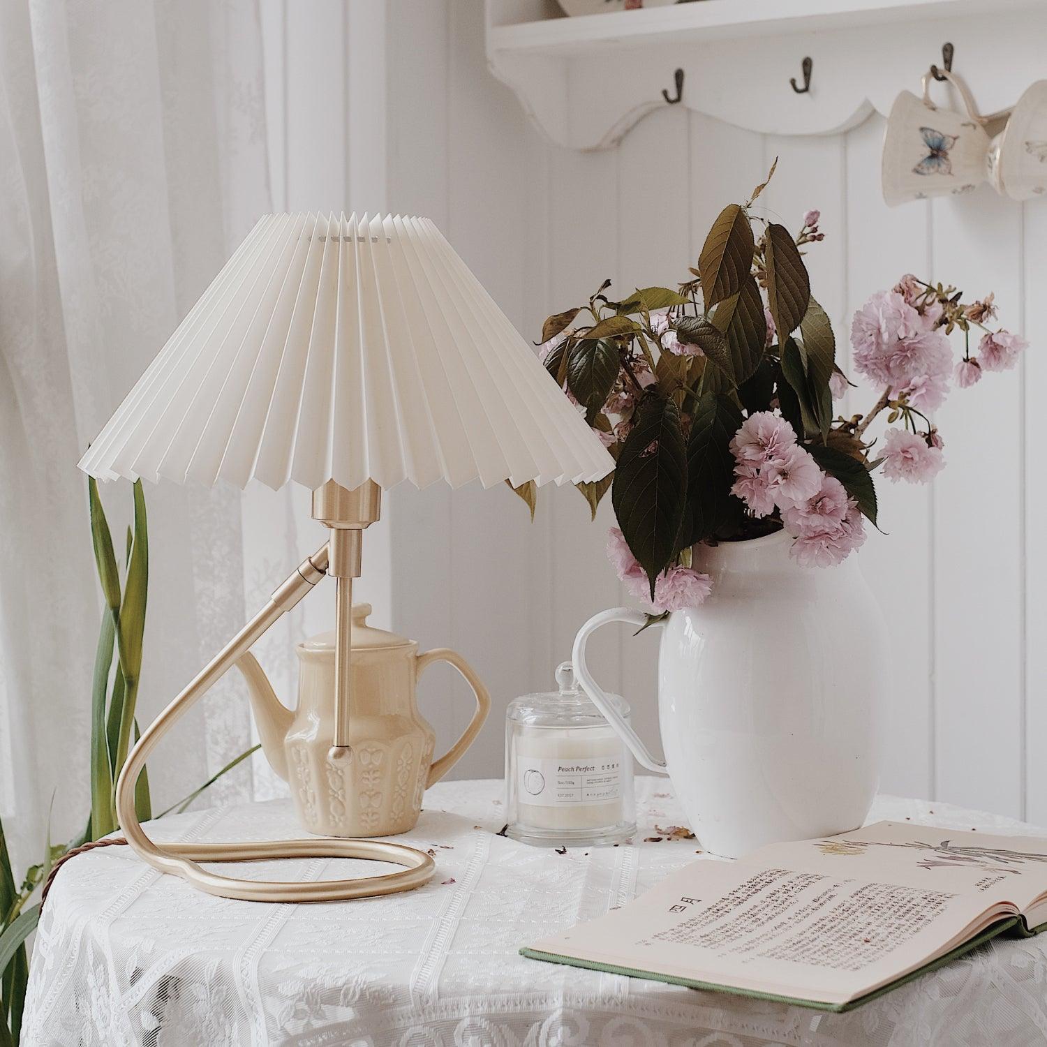 Cora Clear Fabric Table Lamp-Neutral Decor