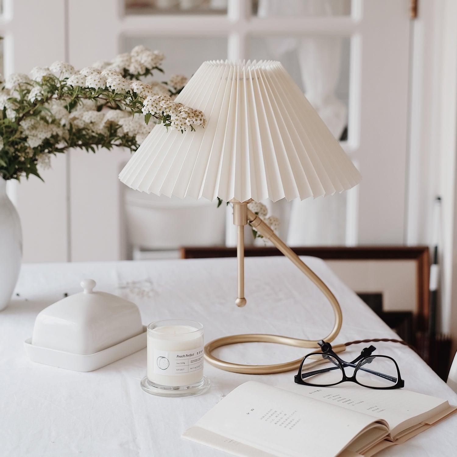Cora Clear Fabric Table Lamp-Neutral Decor